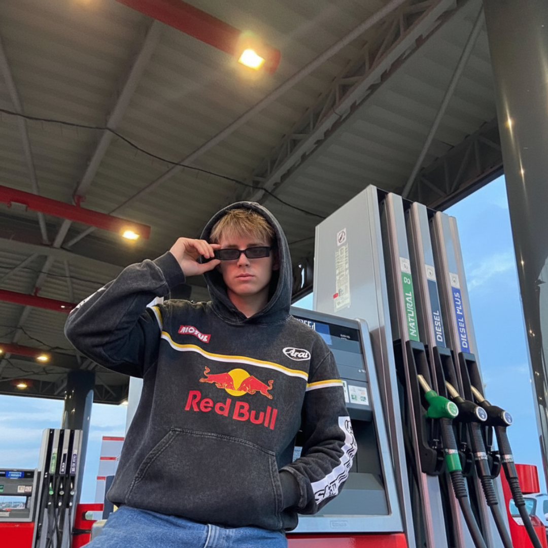 Washed moto inspired Hoodie