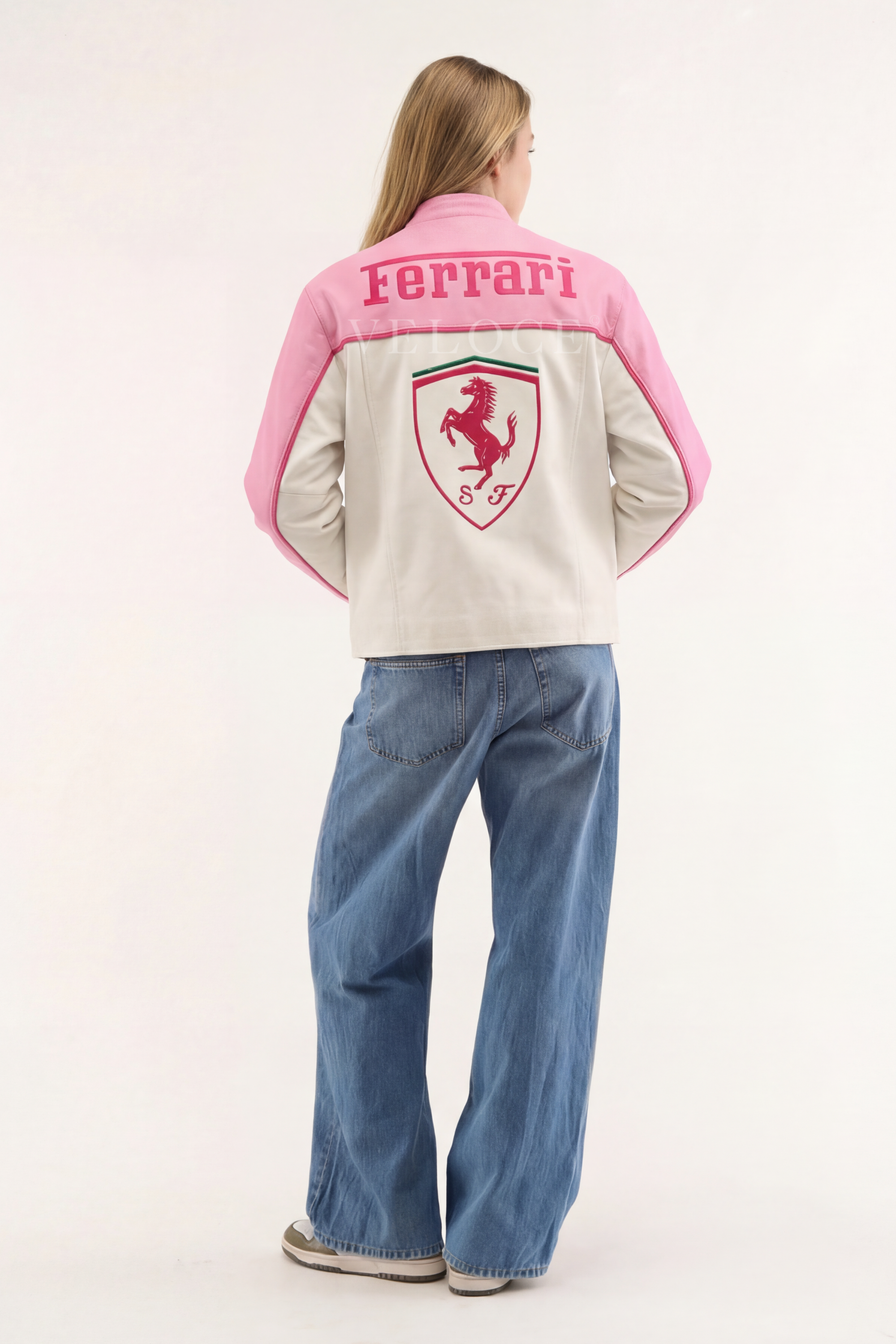 Ferrari F1 Kimi Leather Jacket - Pink Edition