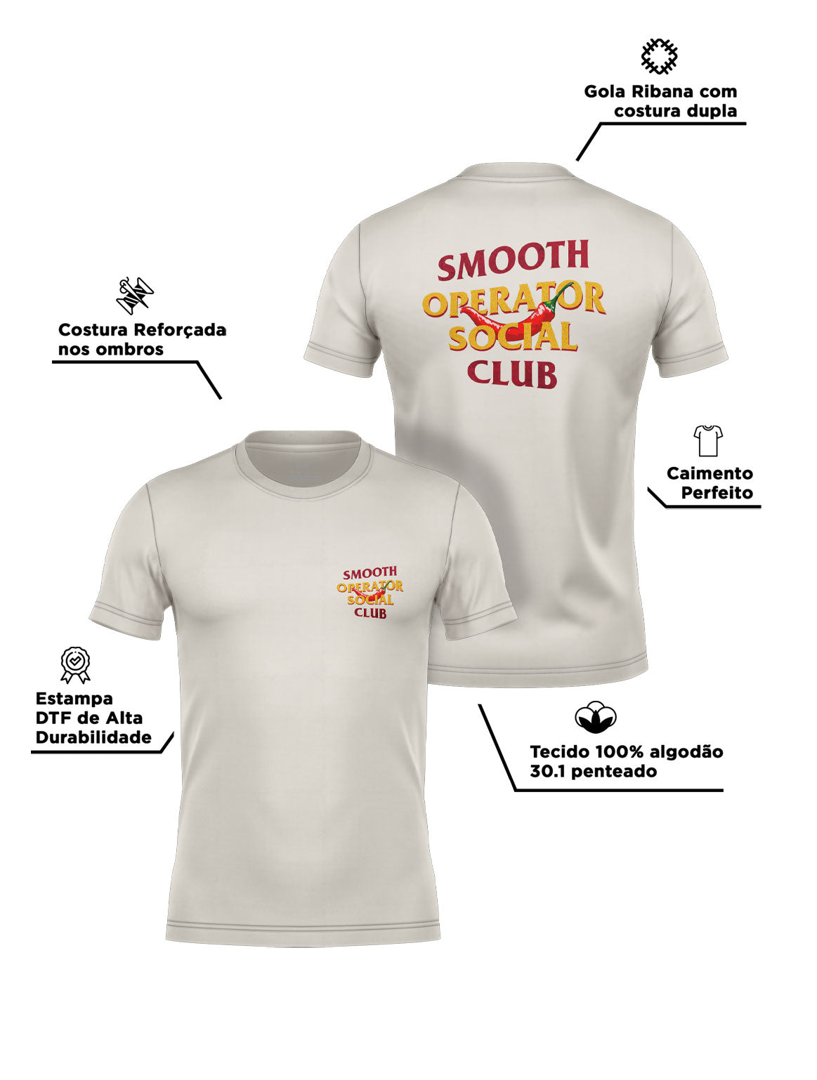 Smoth Operator Social Club Off White Cotton T-Shirt