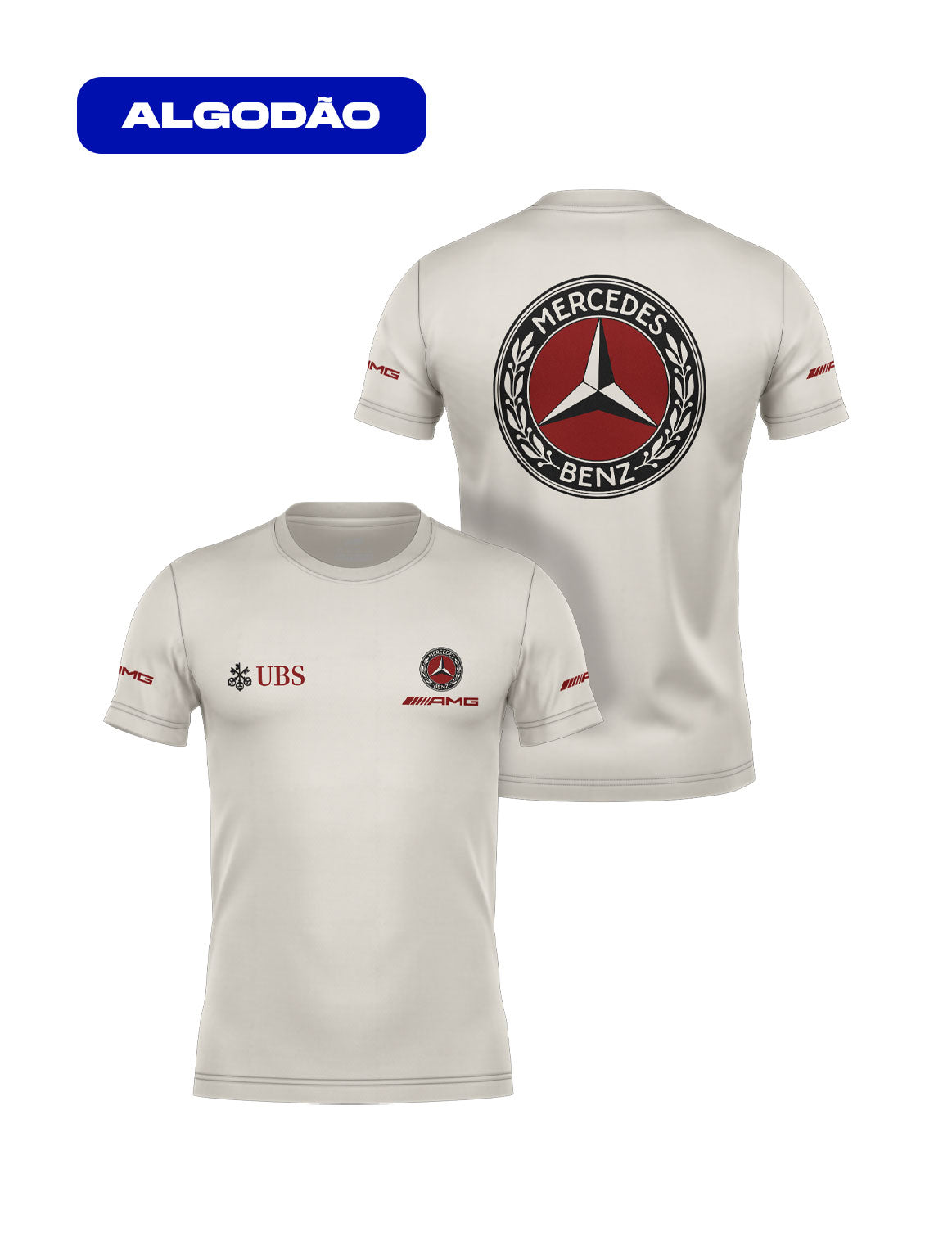Mercedes Retro Logo Off White Cotton T-Shirt