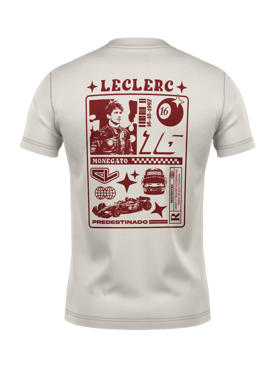 RaioX Charles Leclerc Off White Cotton T-Shirt