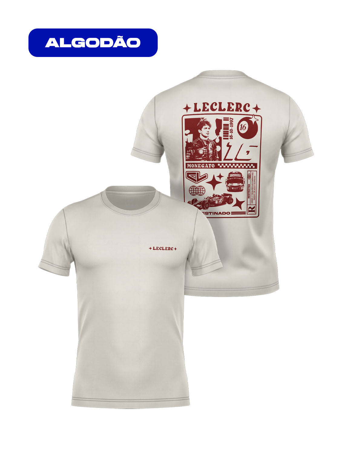 RaioX Charles Leclerc Off White Cotton T-Shirt