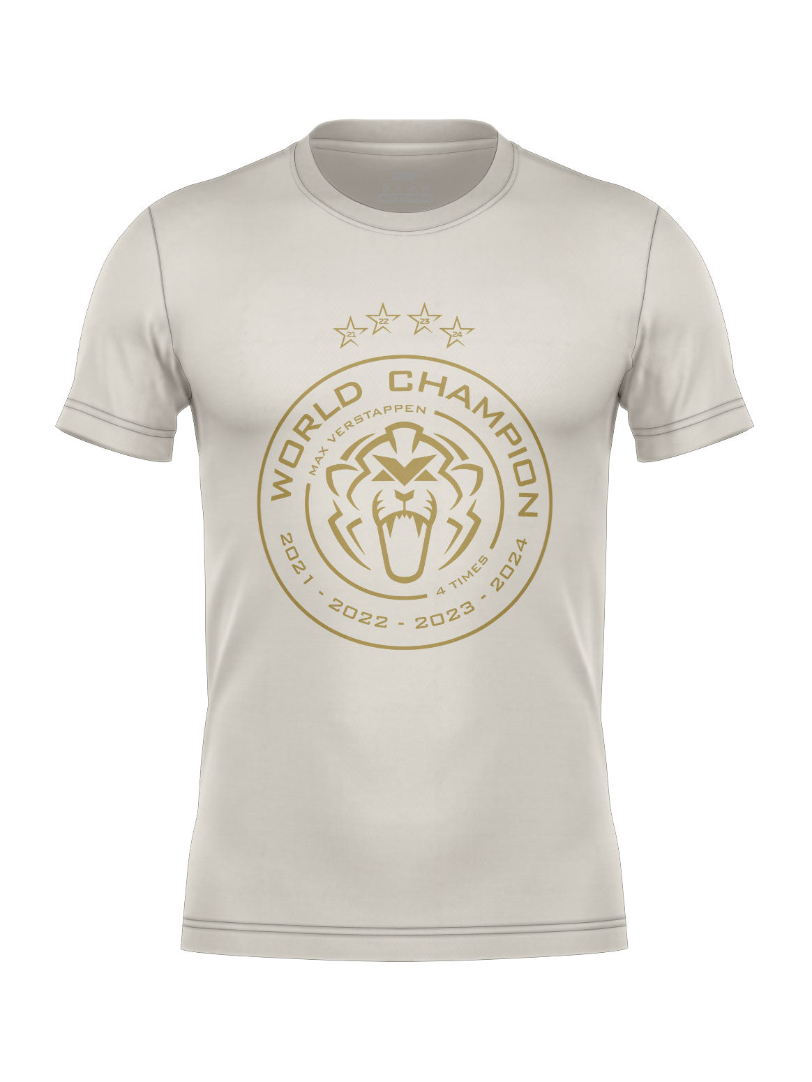 Max Verstappen World Champion 2024 Off White Cotton T-Shirt