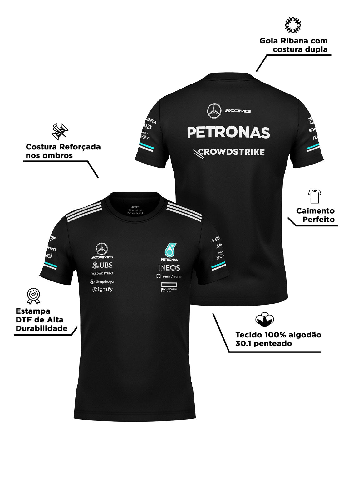 Mercedes Team Cotton T-Shirt Black 2025