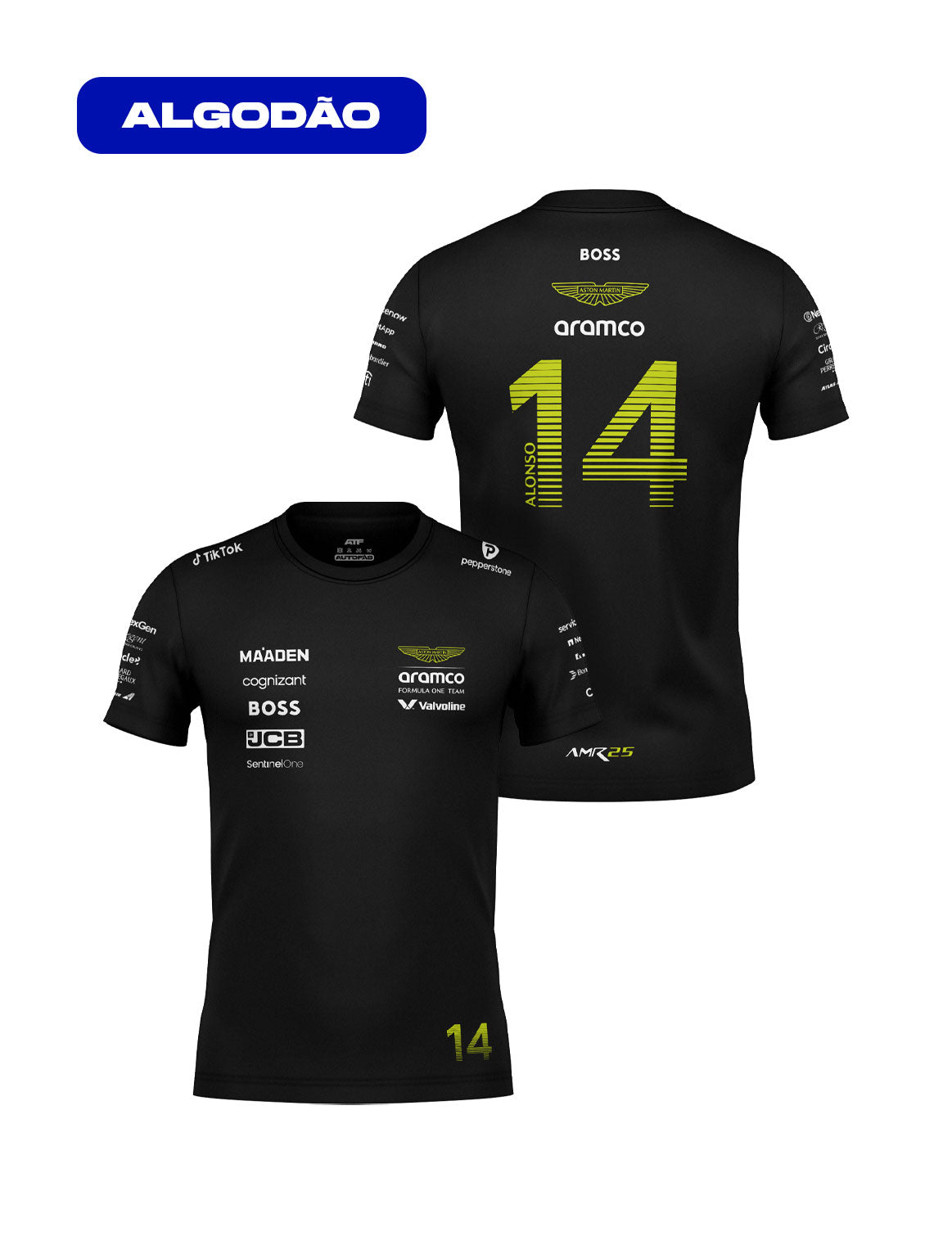 Aston Martin Fernando Alonso Cotton T-Shirt Black 2025