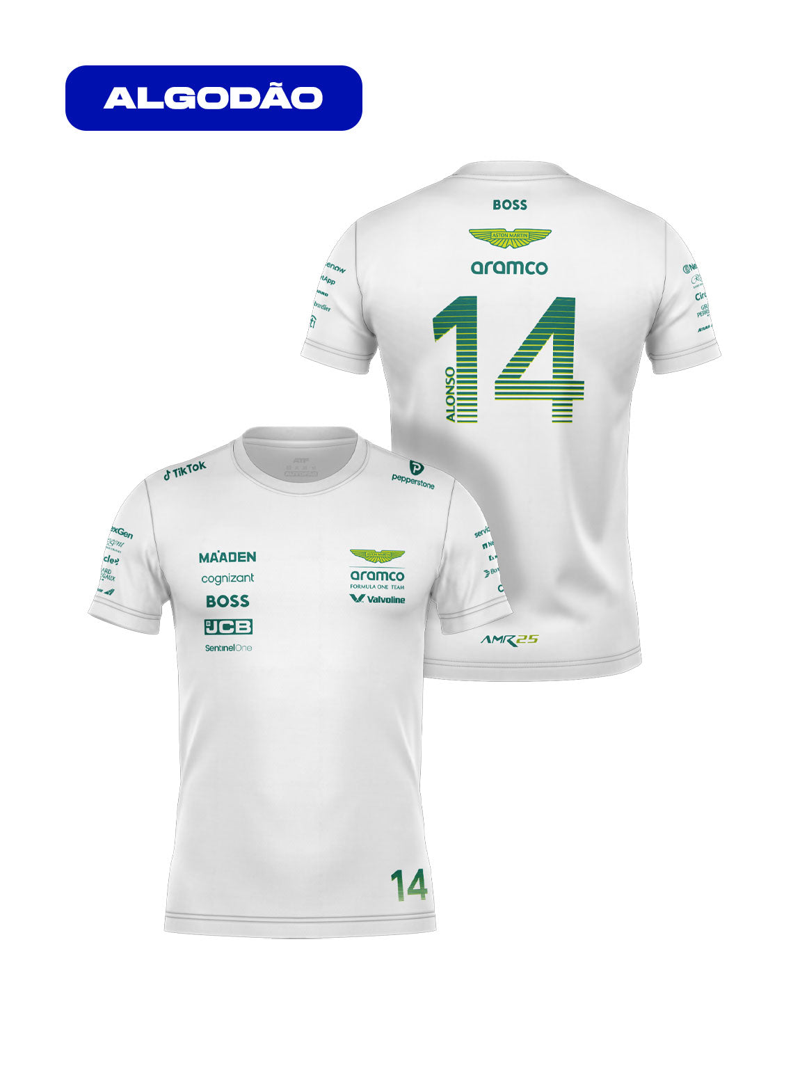 Aston Martin Fernando Alonso Cotton T-Shirt White 2025