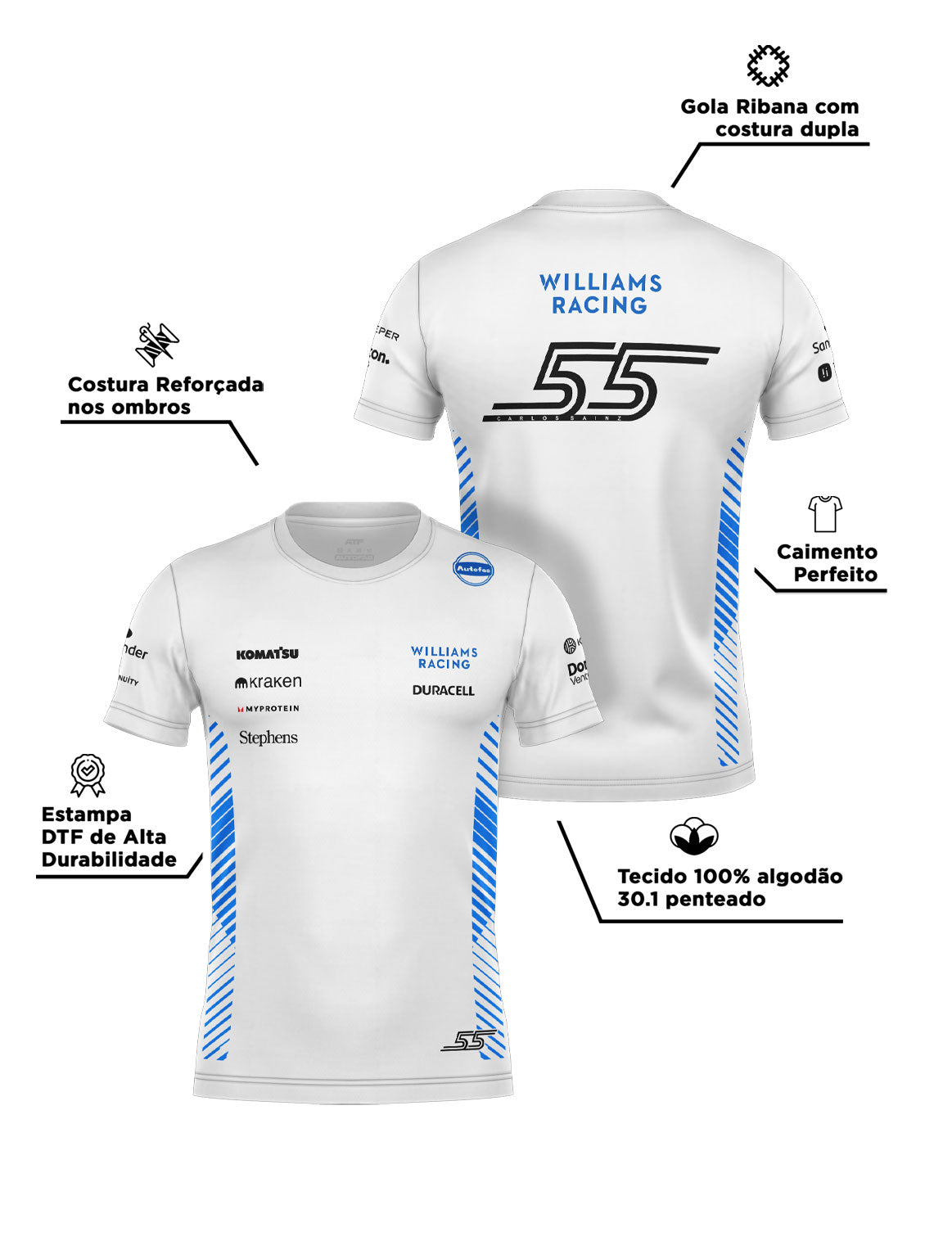 Williams Cotton T-Shirt Carlos Sainz White 2025