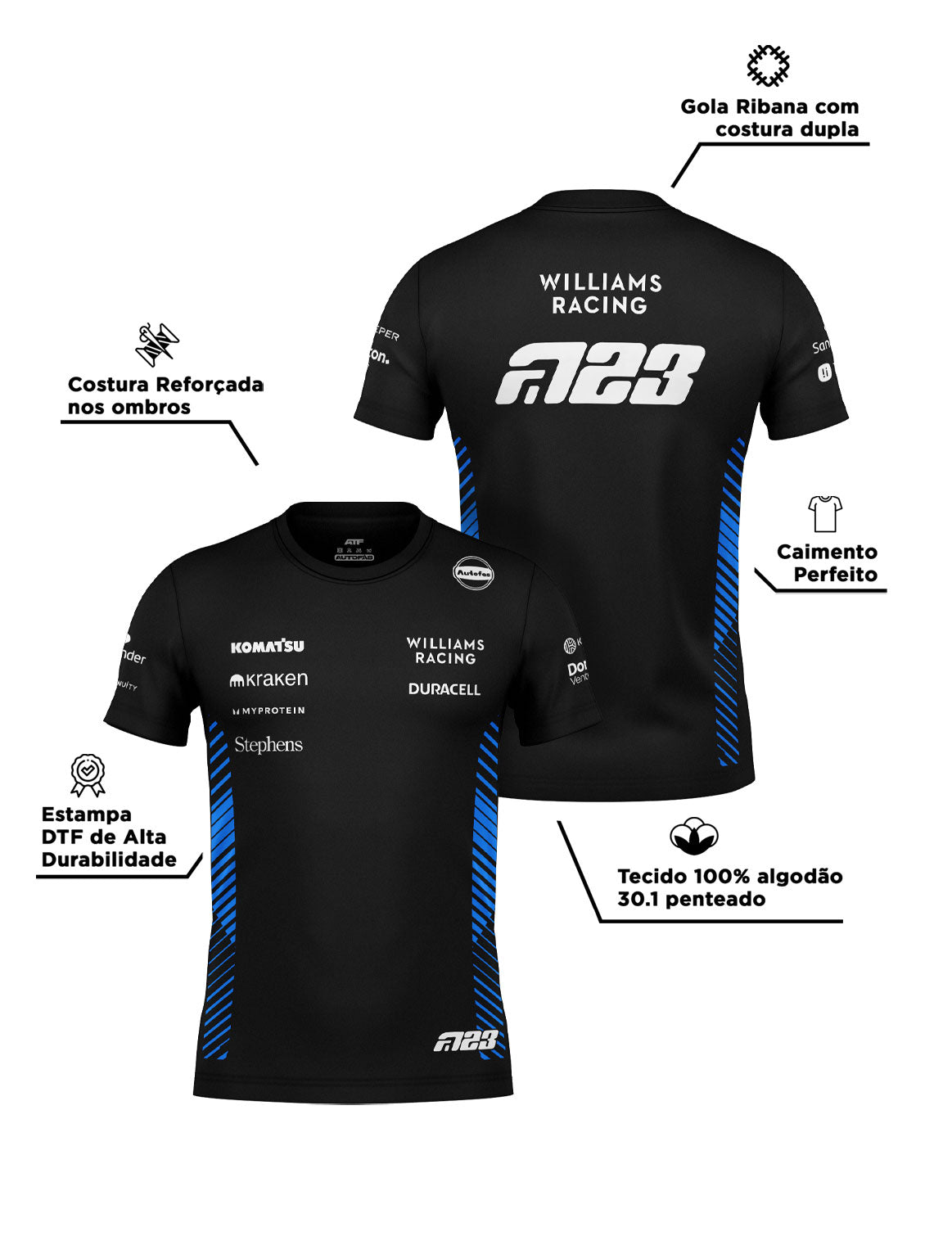Williams Cotton T-Shirt Alex Albon Black 2025