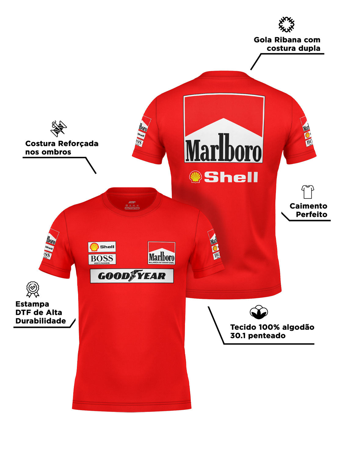 90s Retro Red Marlboro McLaren Cotton T-Shirt