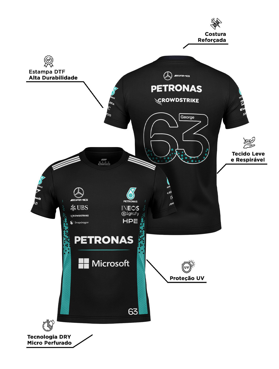 George Russell Mercedes F1 2026 Black Dryfit T-Shirt
