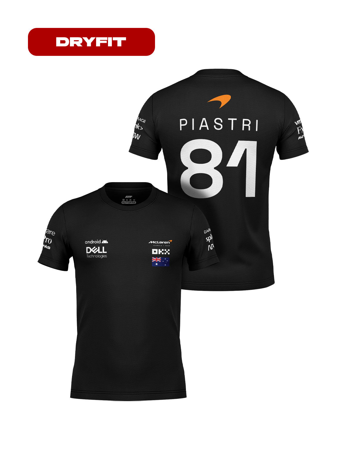 Oscar Piastri Mclaren 2024 Black DryFit T-Shirt