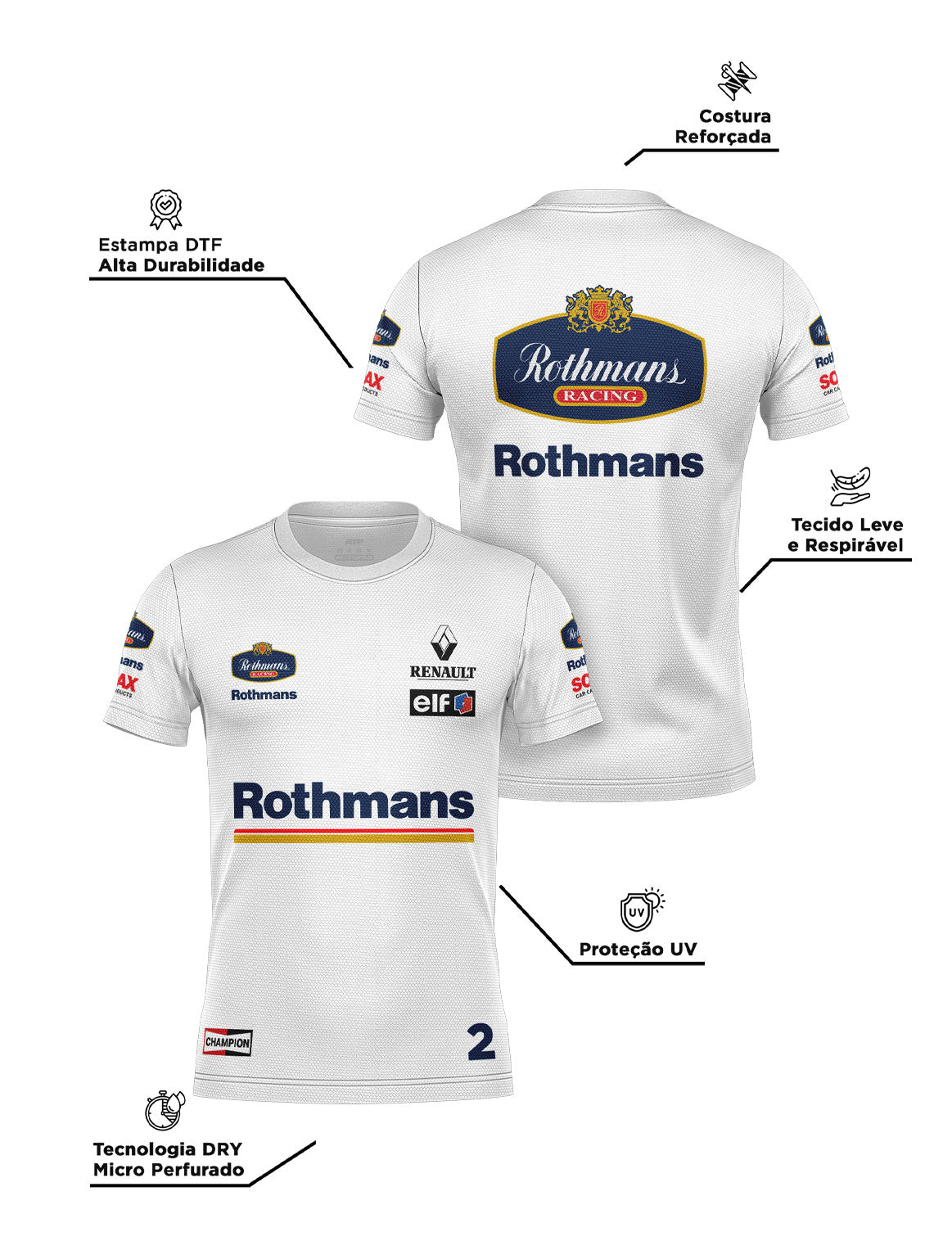 Williams Retro Rothmans Racing DryFit T-Shirt White