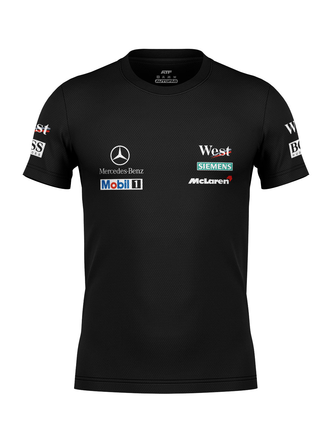 Mclaren West Mercedes Retro Black DryFit T-Shirt