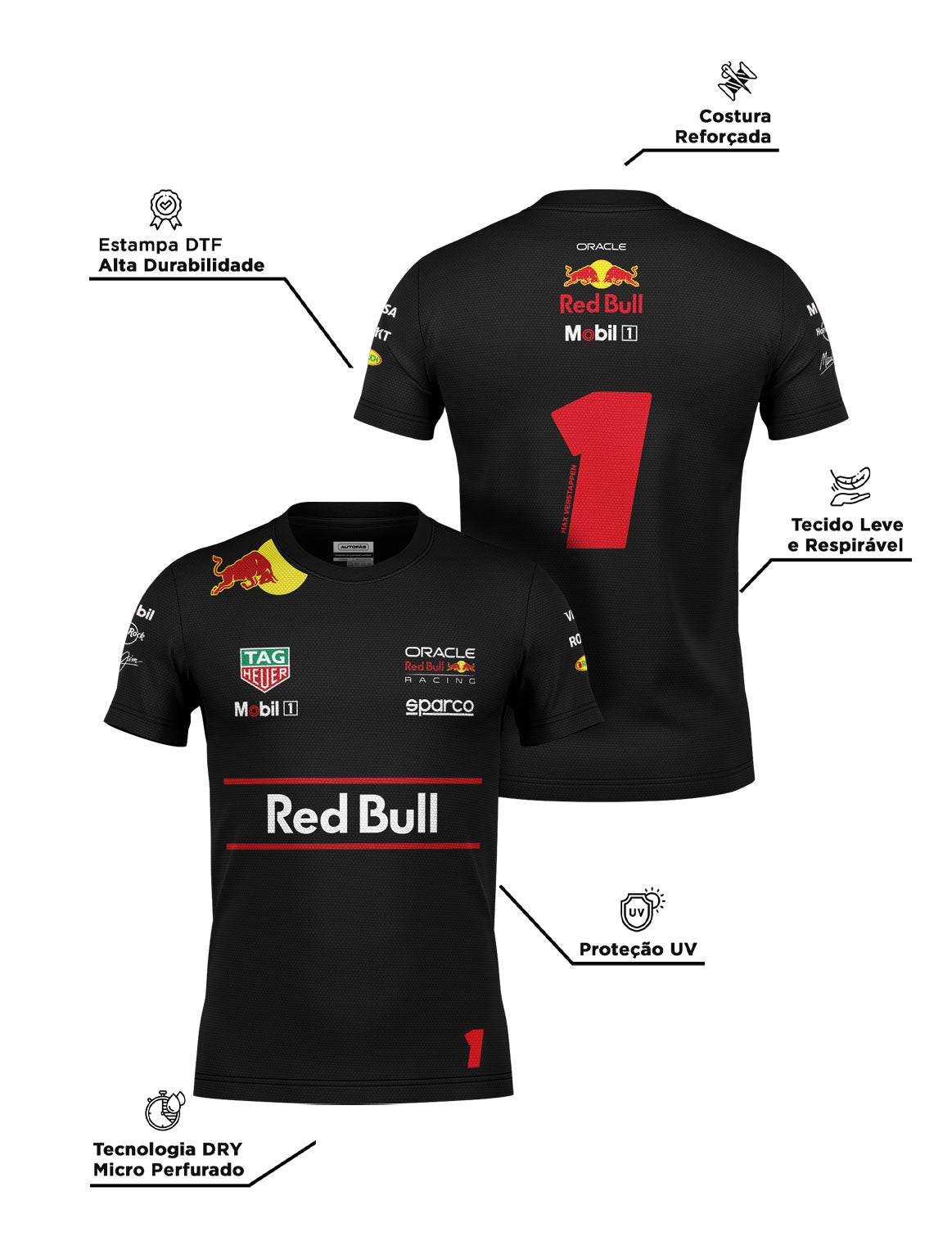 Red Bull Max Verstappen Dryfit T-Shirt Black 2025