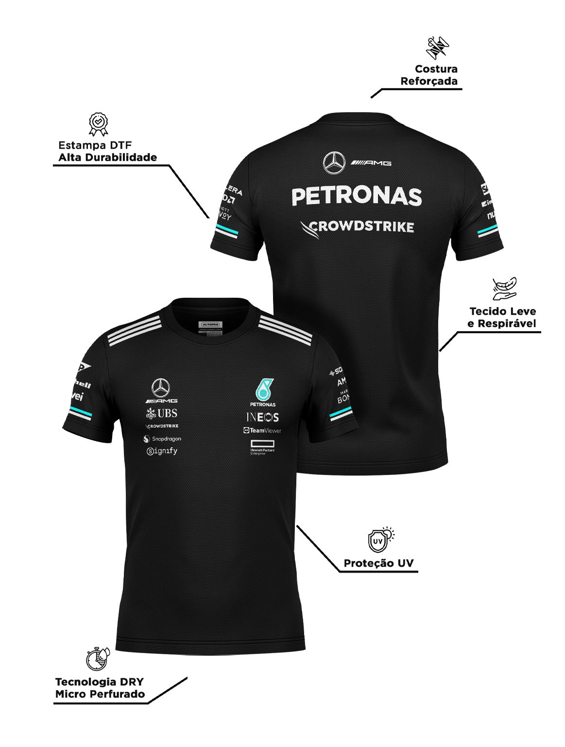 Mercedes Team Dryfit T-Shirt Black 2025