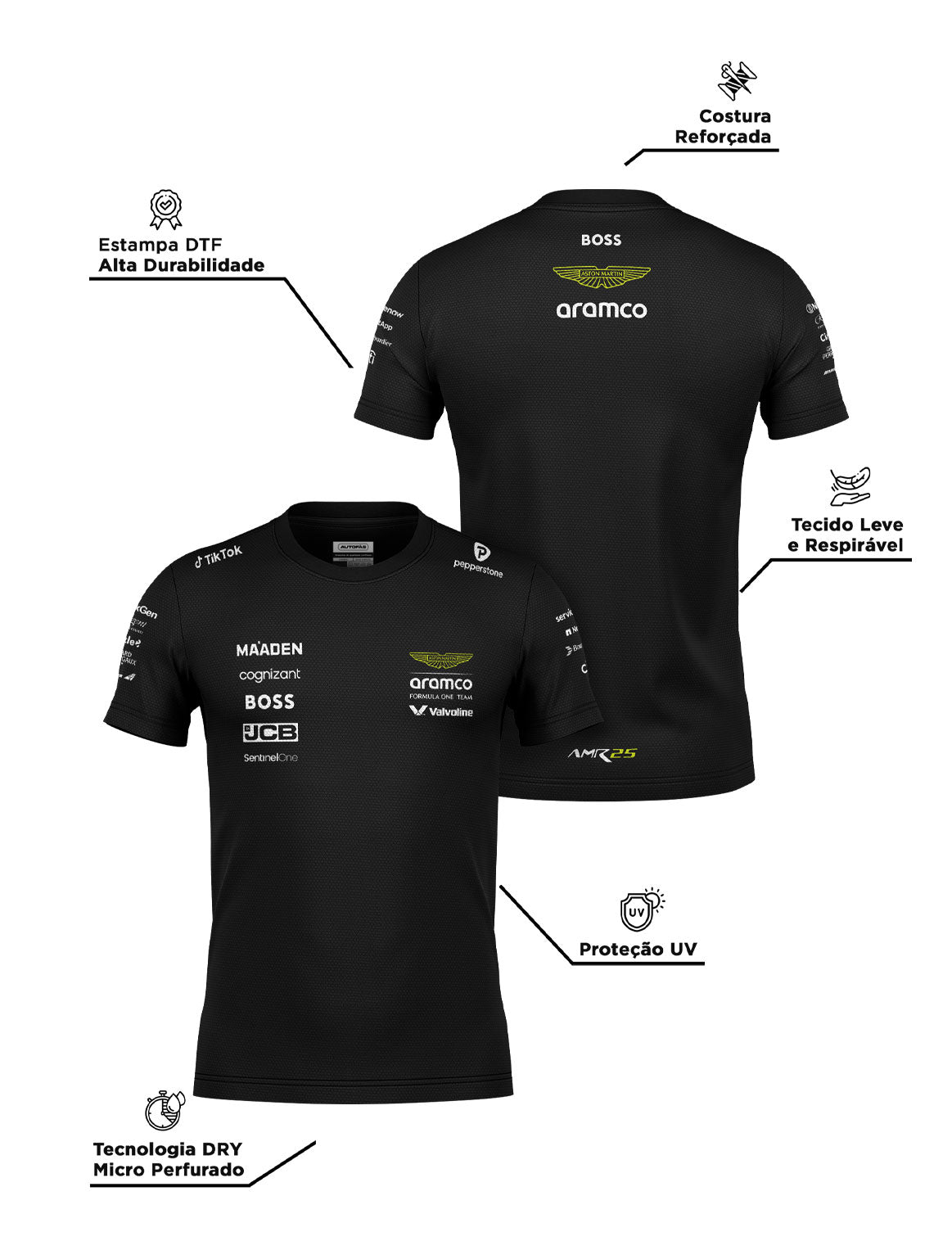 Aston Martin Team Dryfit T-Shirt Black 2025