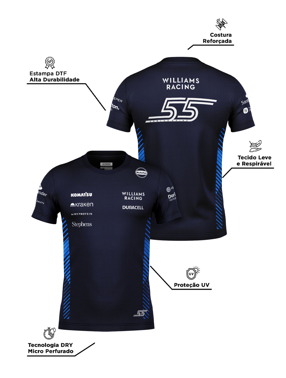 Williams Dryfit T-shirt Carlos Sainz Navy Blue 2025