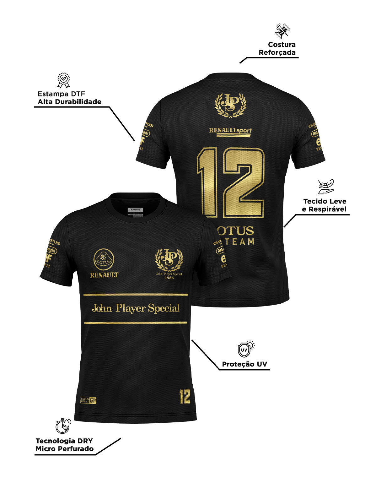Lotus John Player 80s Black Dryfit T-Shirt 2025