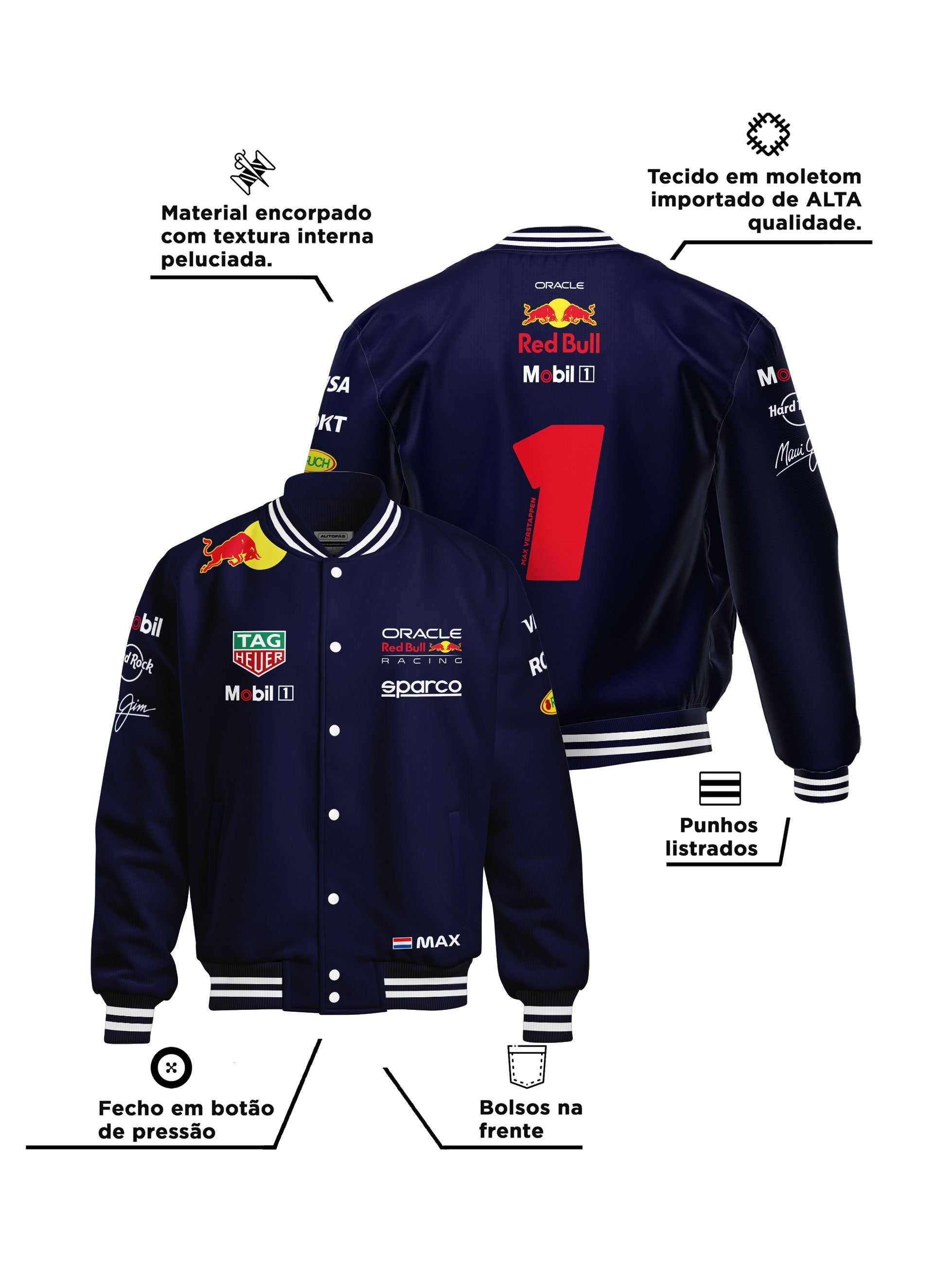 Red Bull Max Verstappen 2025 Navy Blue Jacket