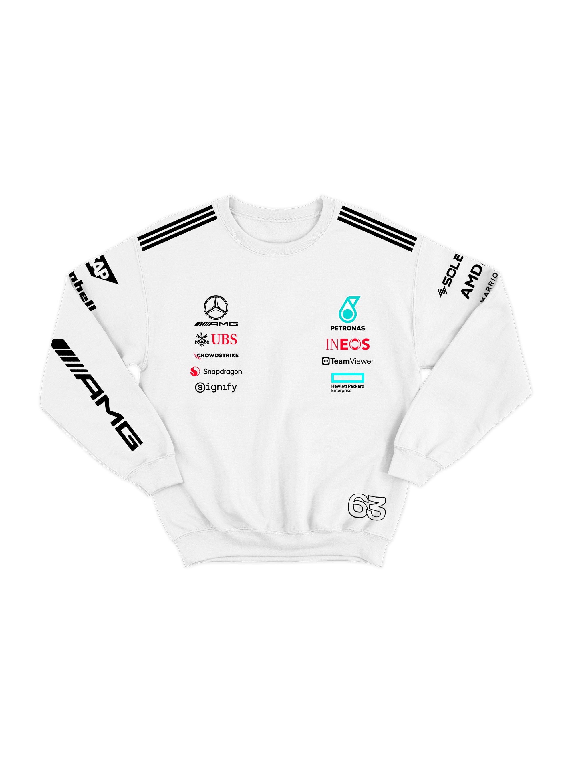Mercedes George Russell 2025 White Hoodie