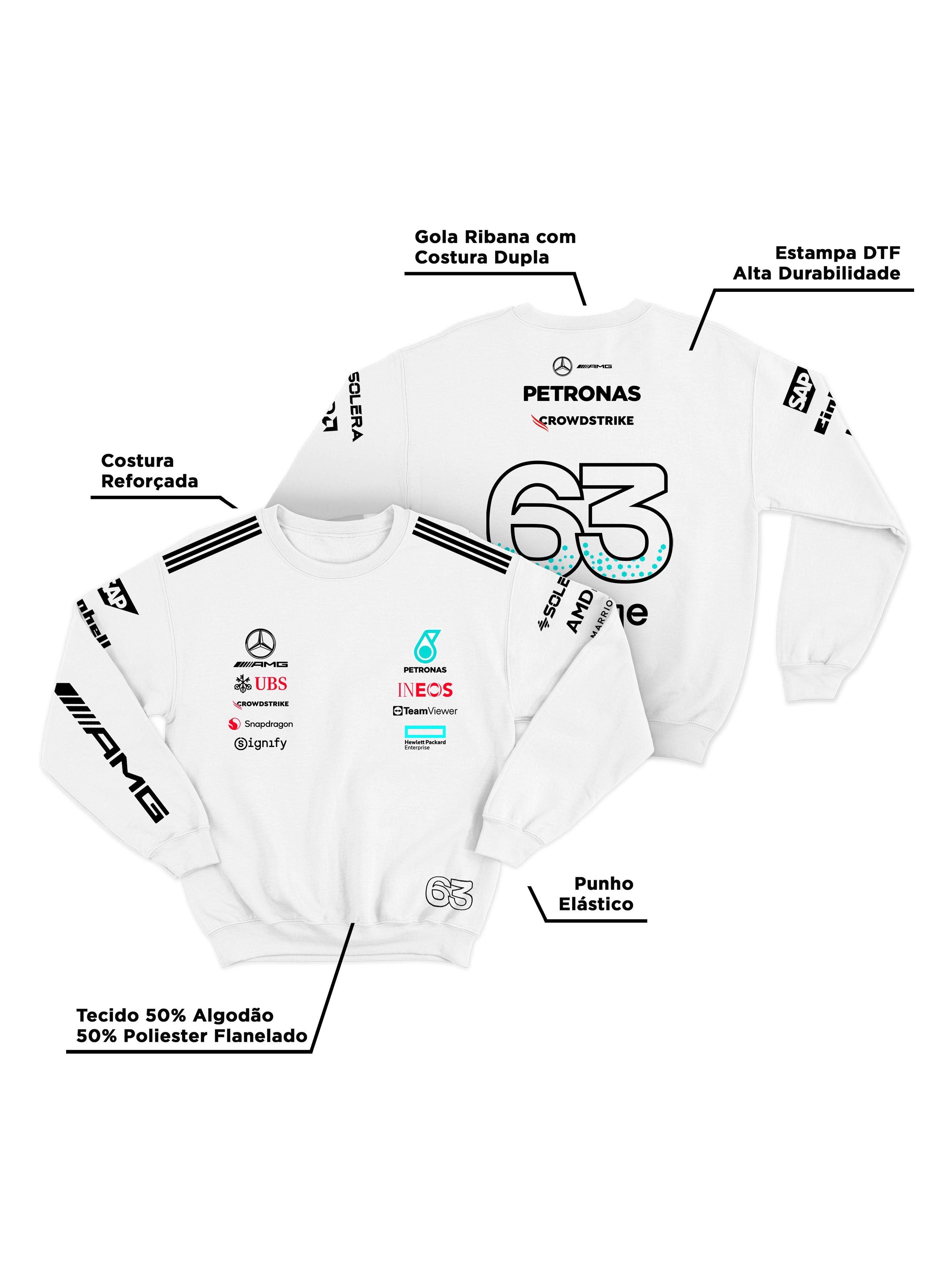 Mercedes George Russell 2025 White Hoodie