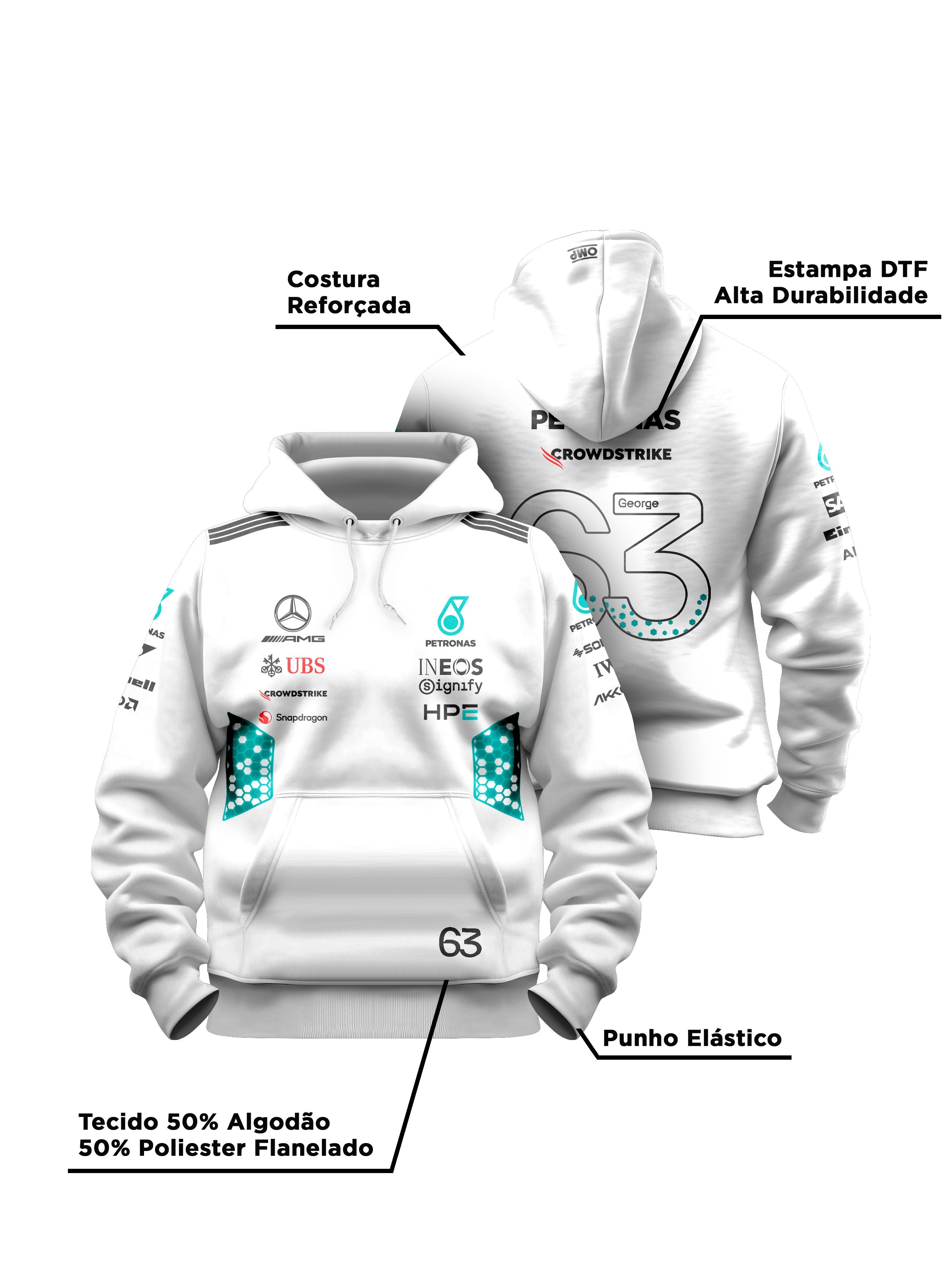 George Russell Mercedes AMG 2026 White Hoodie