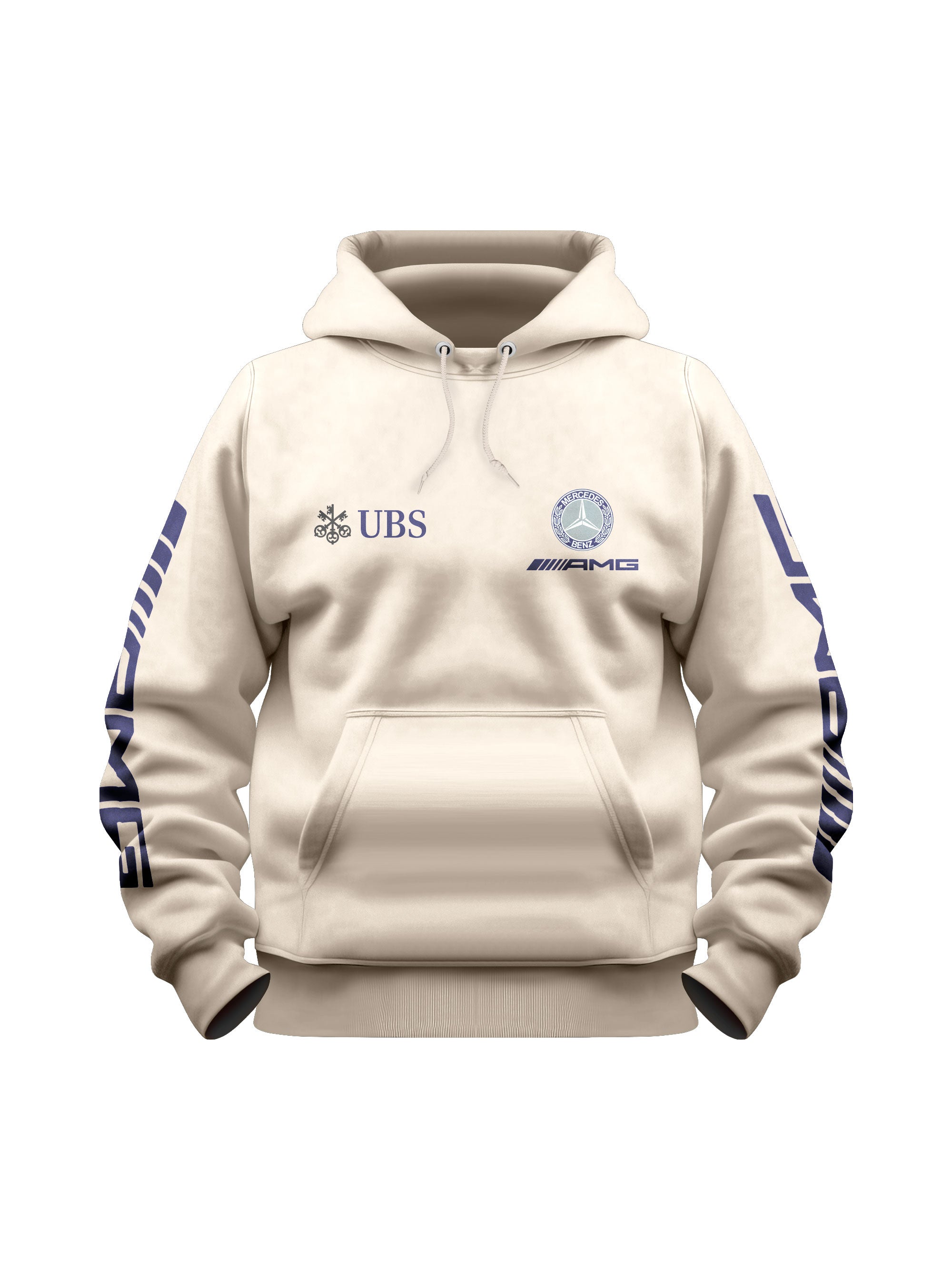 Mercedes AMG Retro Logo Blue Hoodie with Off White