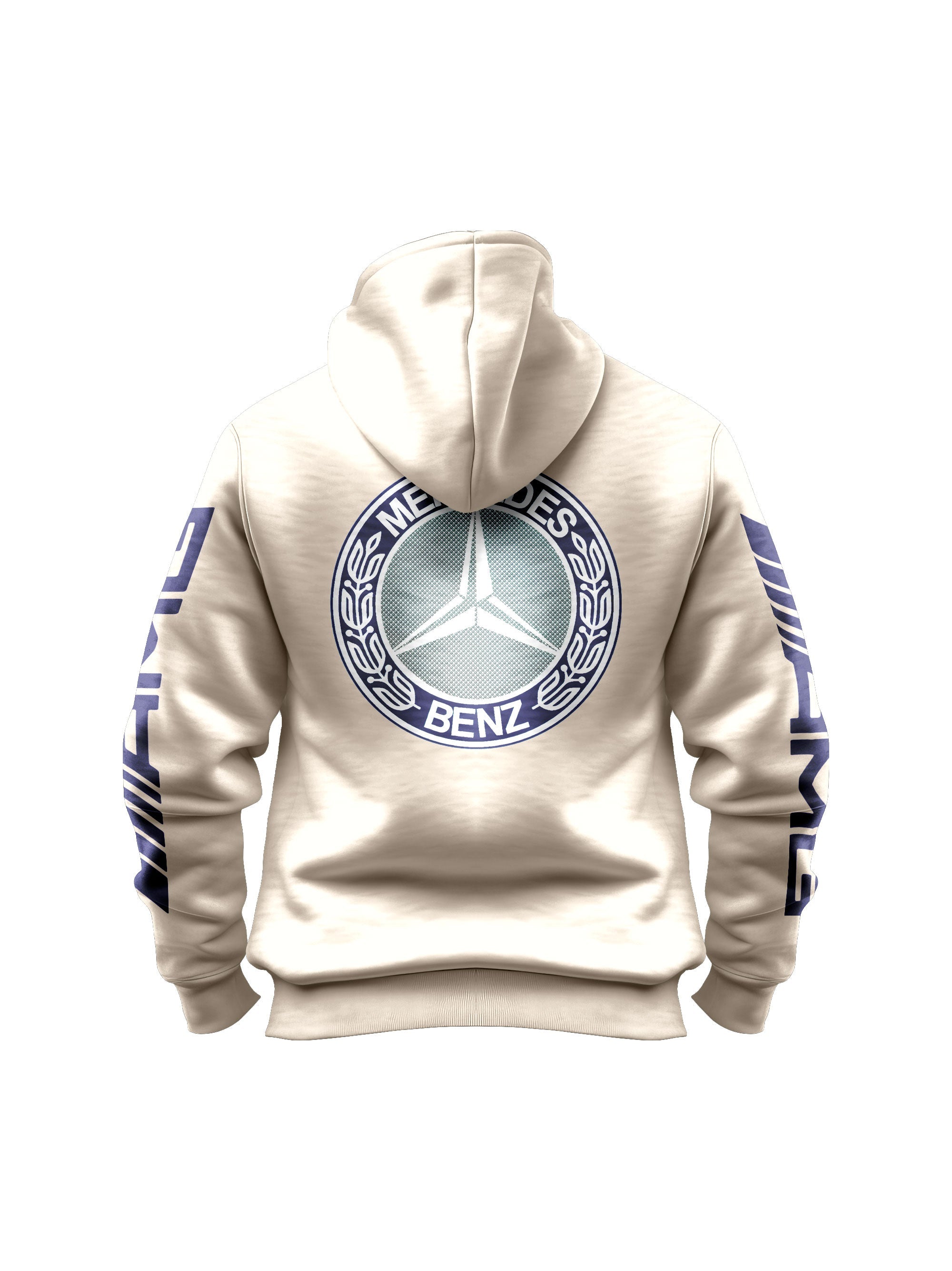 Mercedes AMG Retro Logo Blue Hoodie with Off White