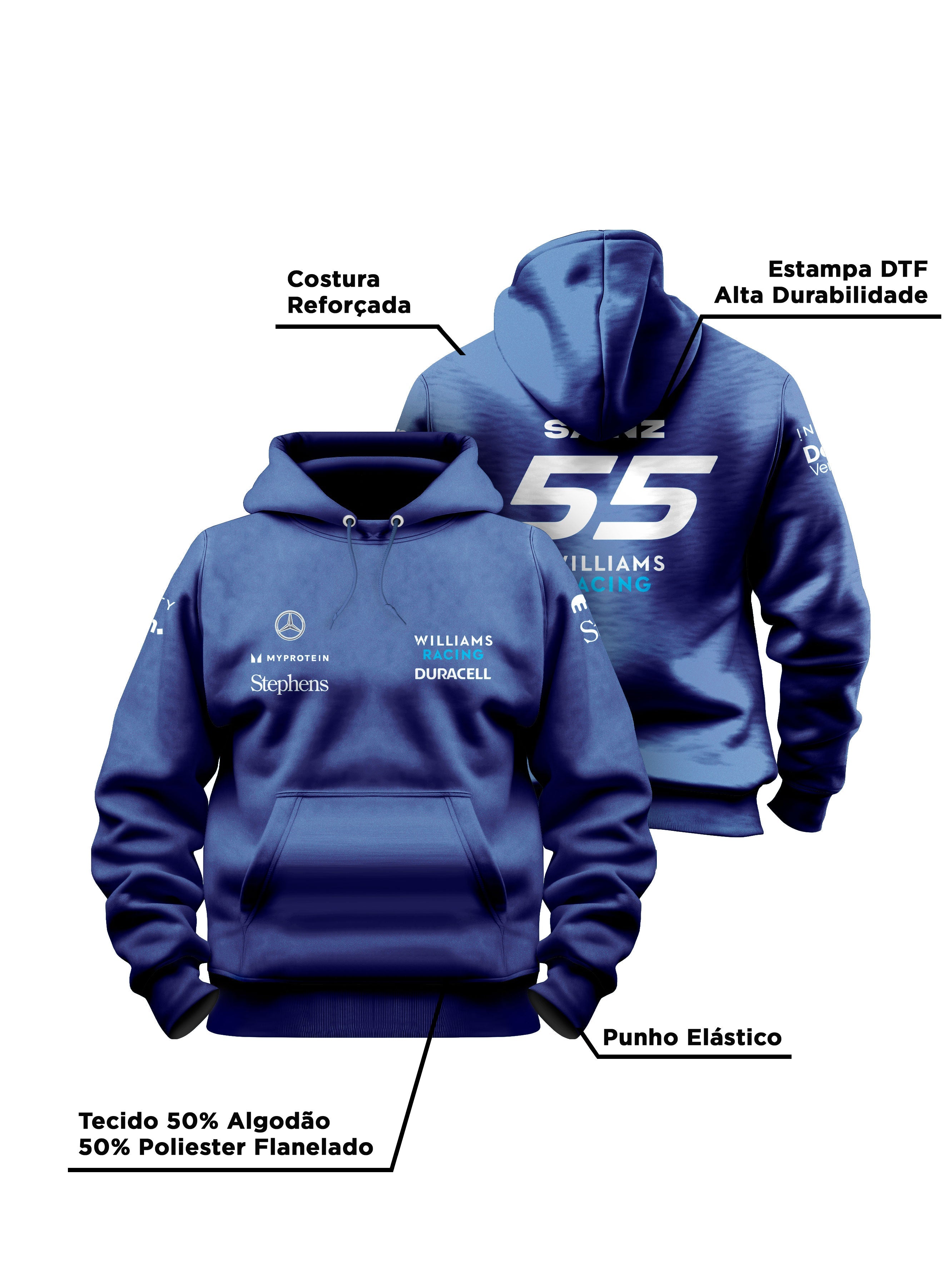 Williams Navy Blue Hoodie Carlos Sainz