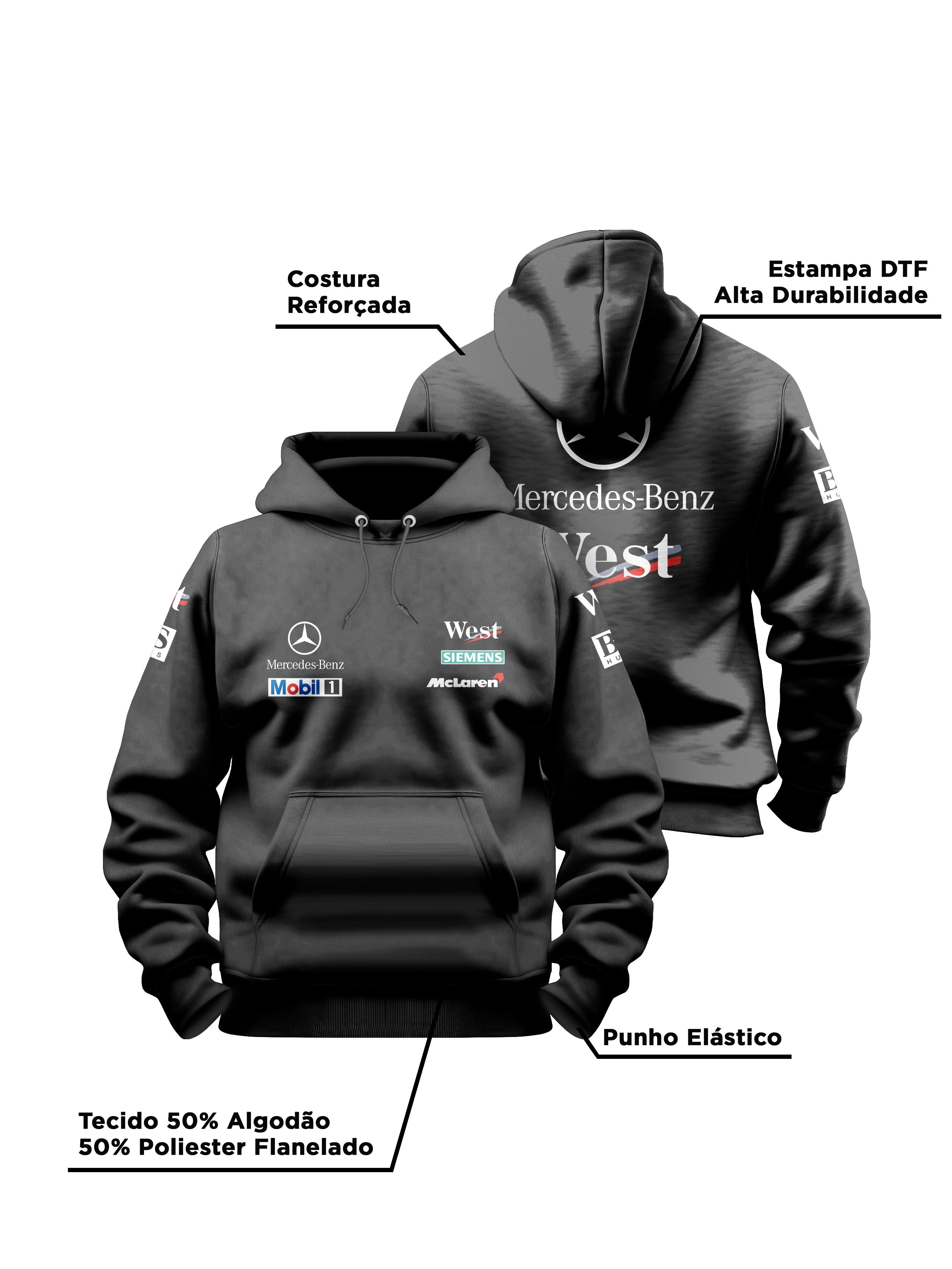 McLaren West Mercedes Retro Black Hoodie