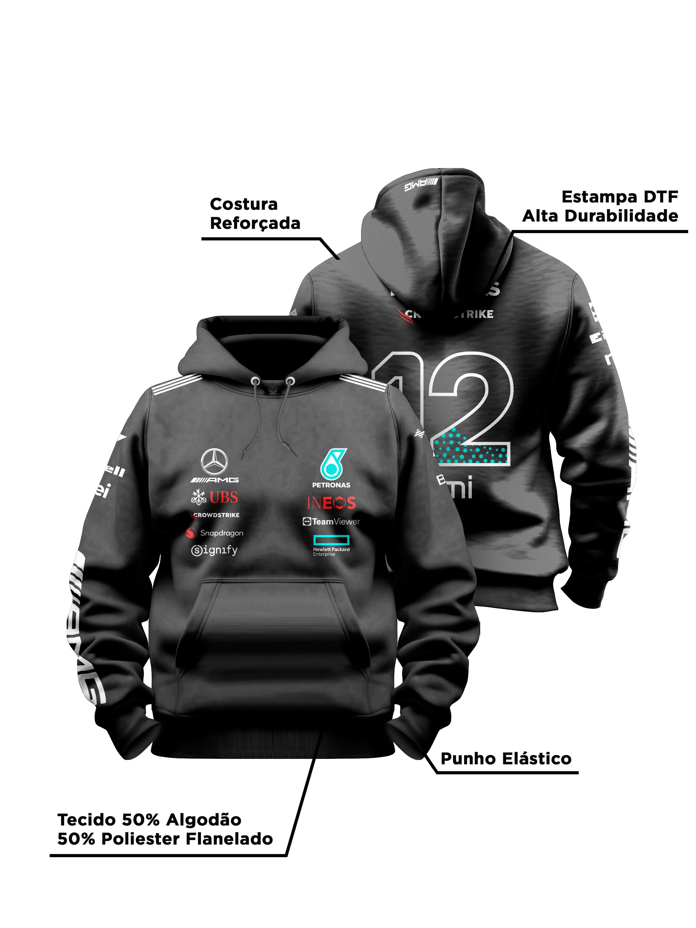 Mercedes Kimi Antonelli 2025 Black Hoodie