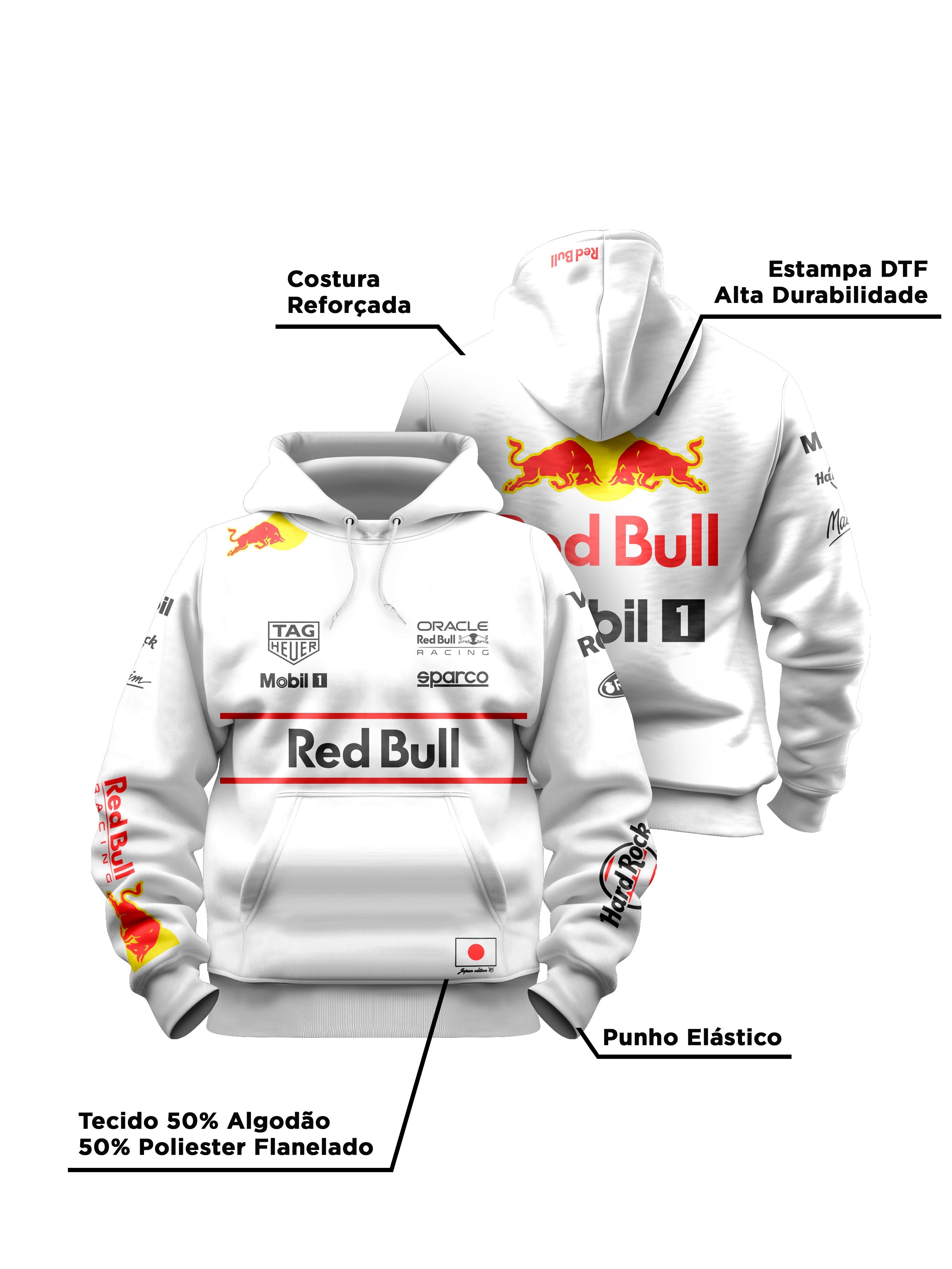 White 2025 Special Edition Japan Red Bull Hoodie