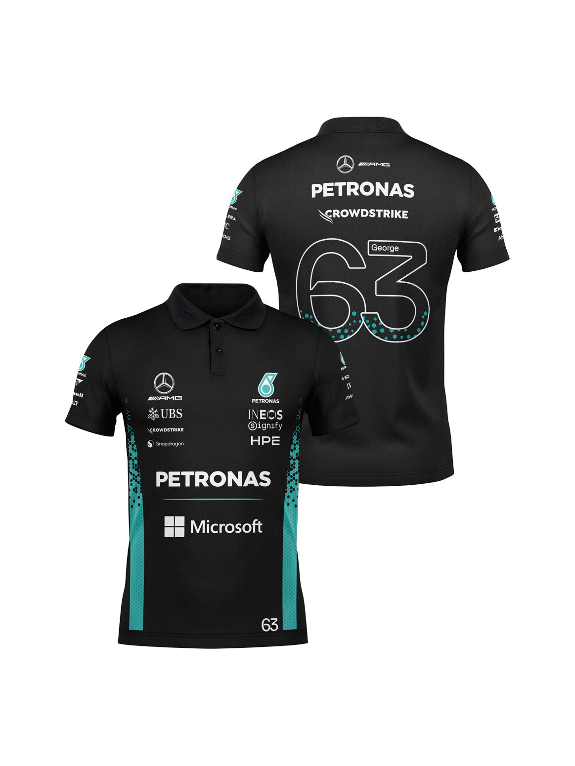 George Russell Mercedes F1 2026 Black Polo Shirt