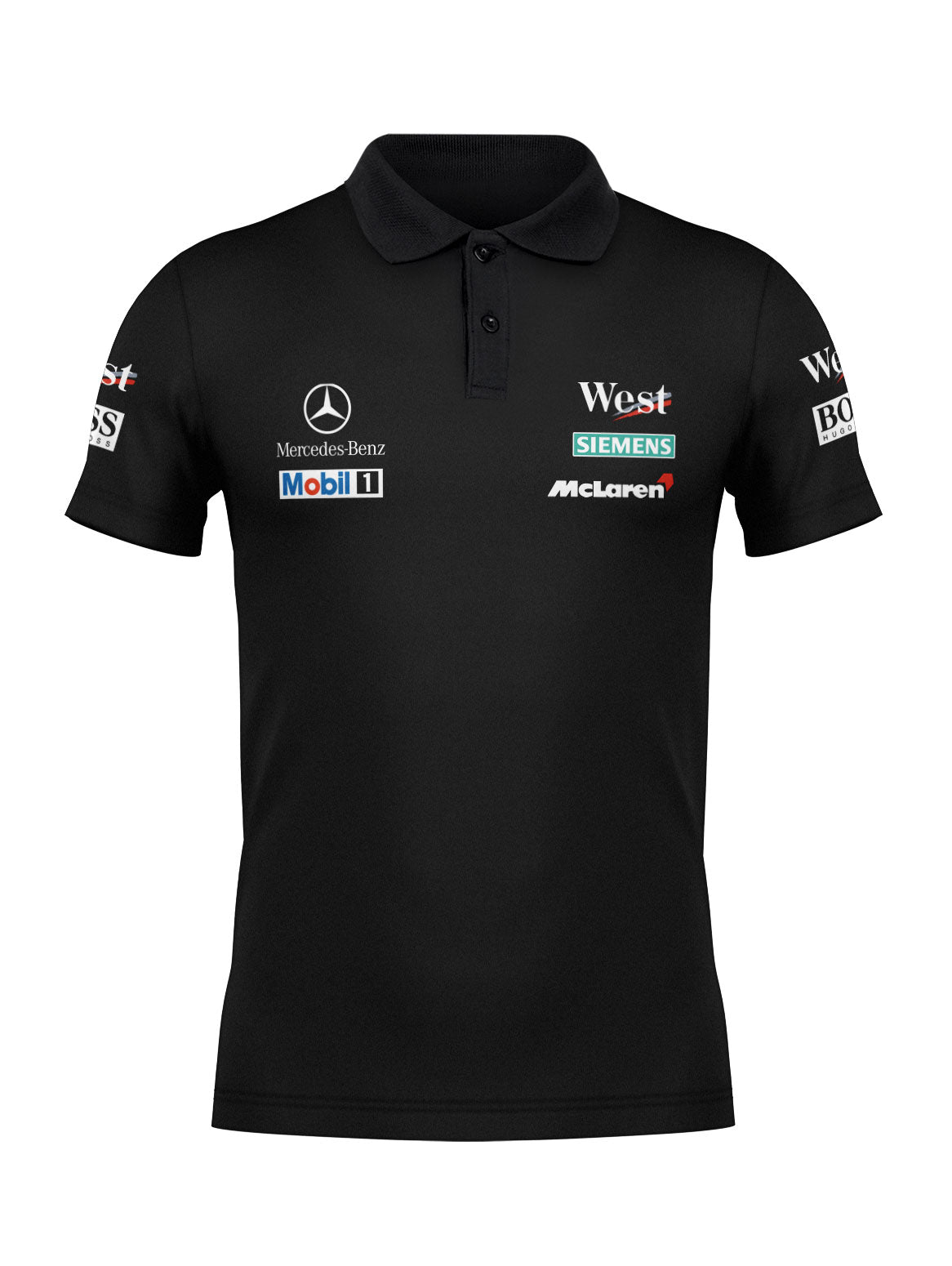 McLaren West Mercedes Retro Black Polo Shirt