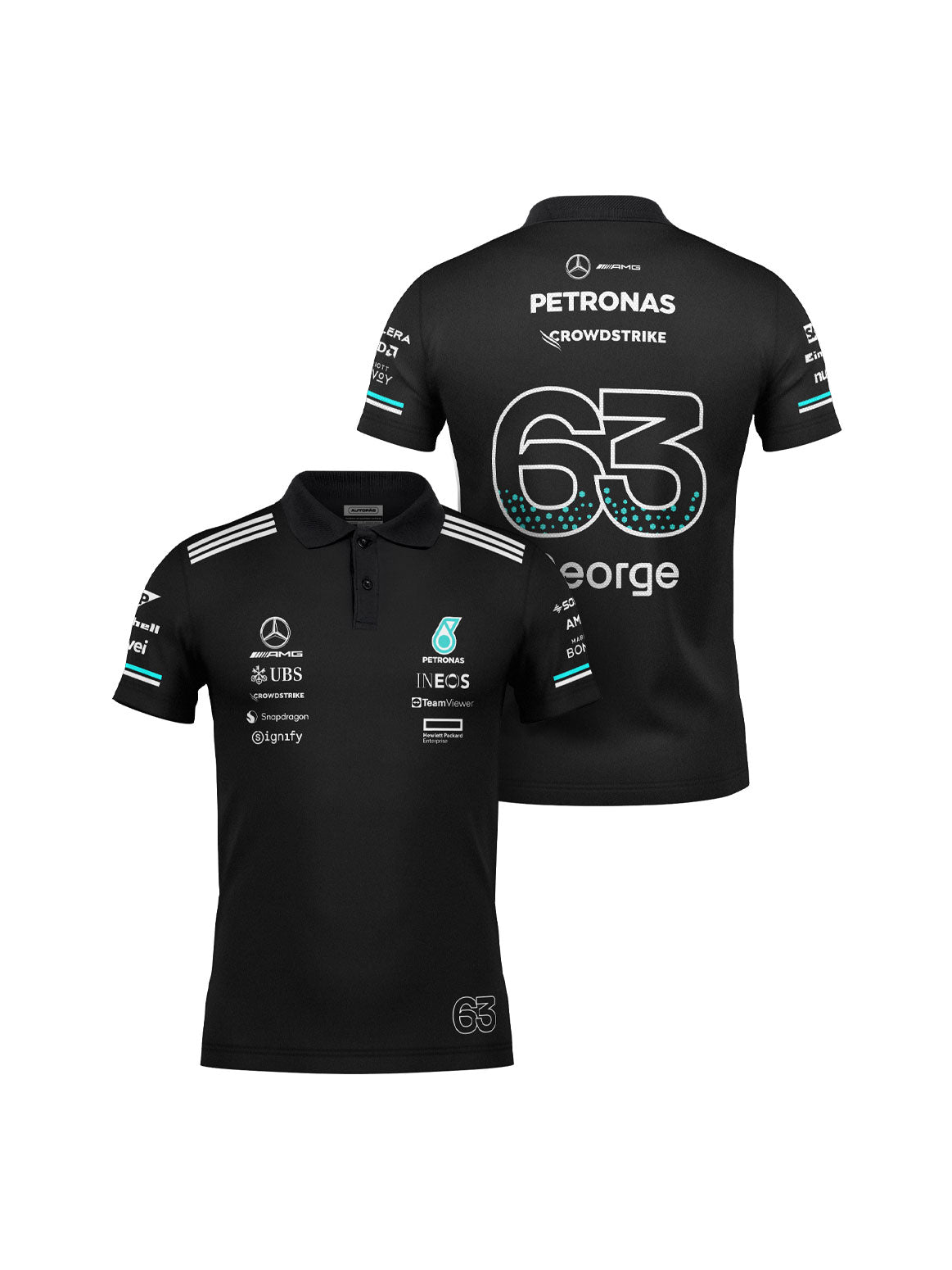 Mercedes George Russell Black Polo Shirt 2025