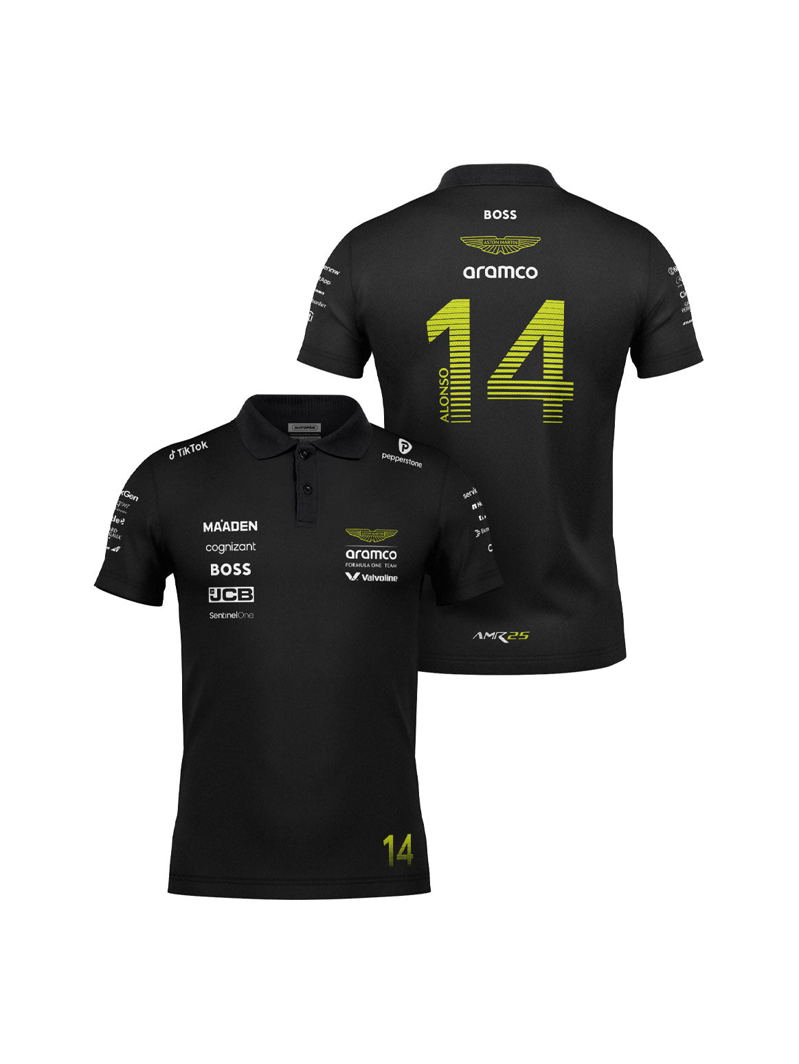 Aston Martin Fernando Alonso Black Polo Shirt 2025