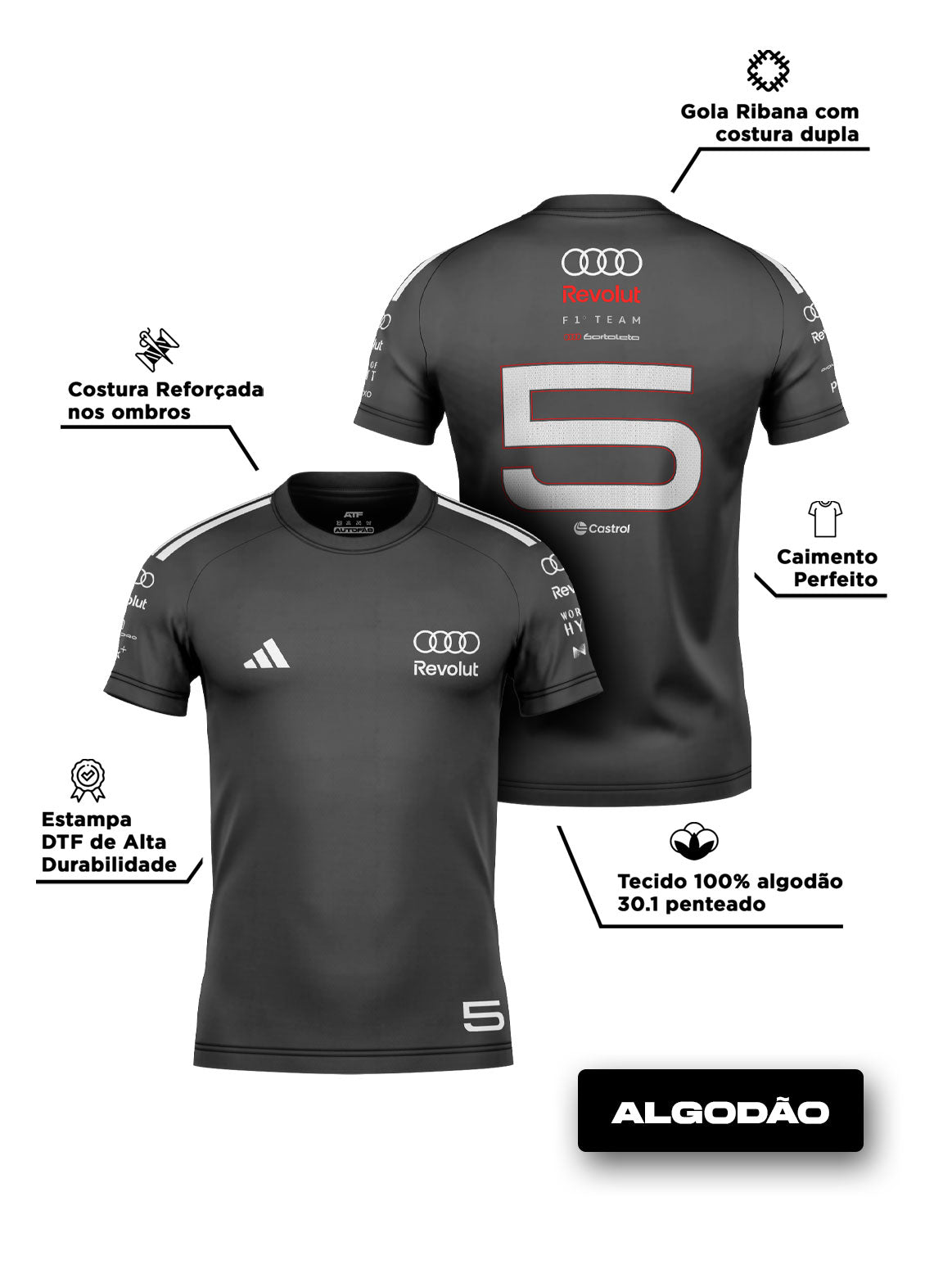 Audi Bortoleto 2026 Gray Cotton Raglan T-Shirt