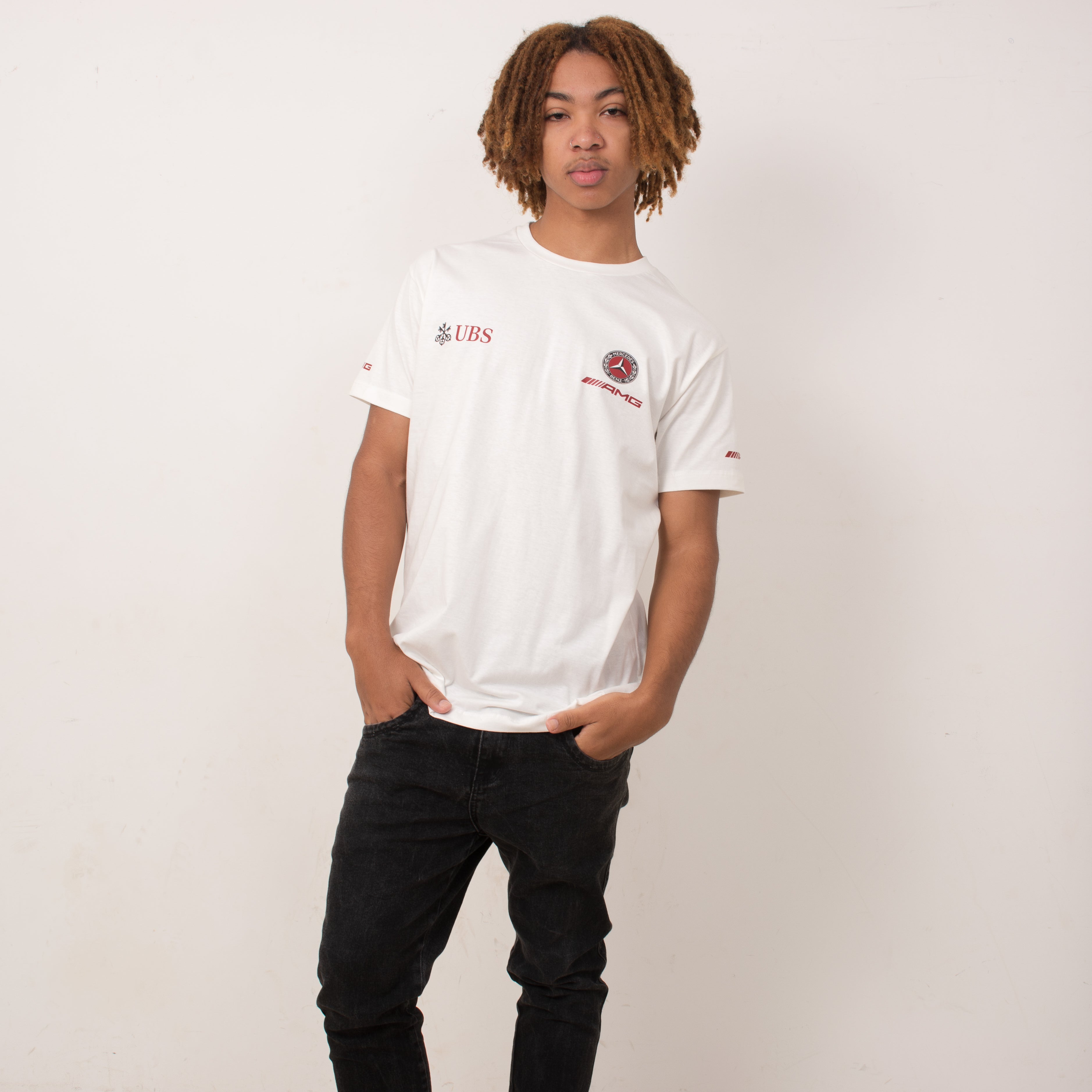 Mercedes Retro Logo Off White Cotton T-Shirt