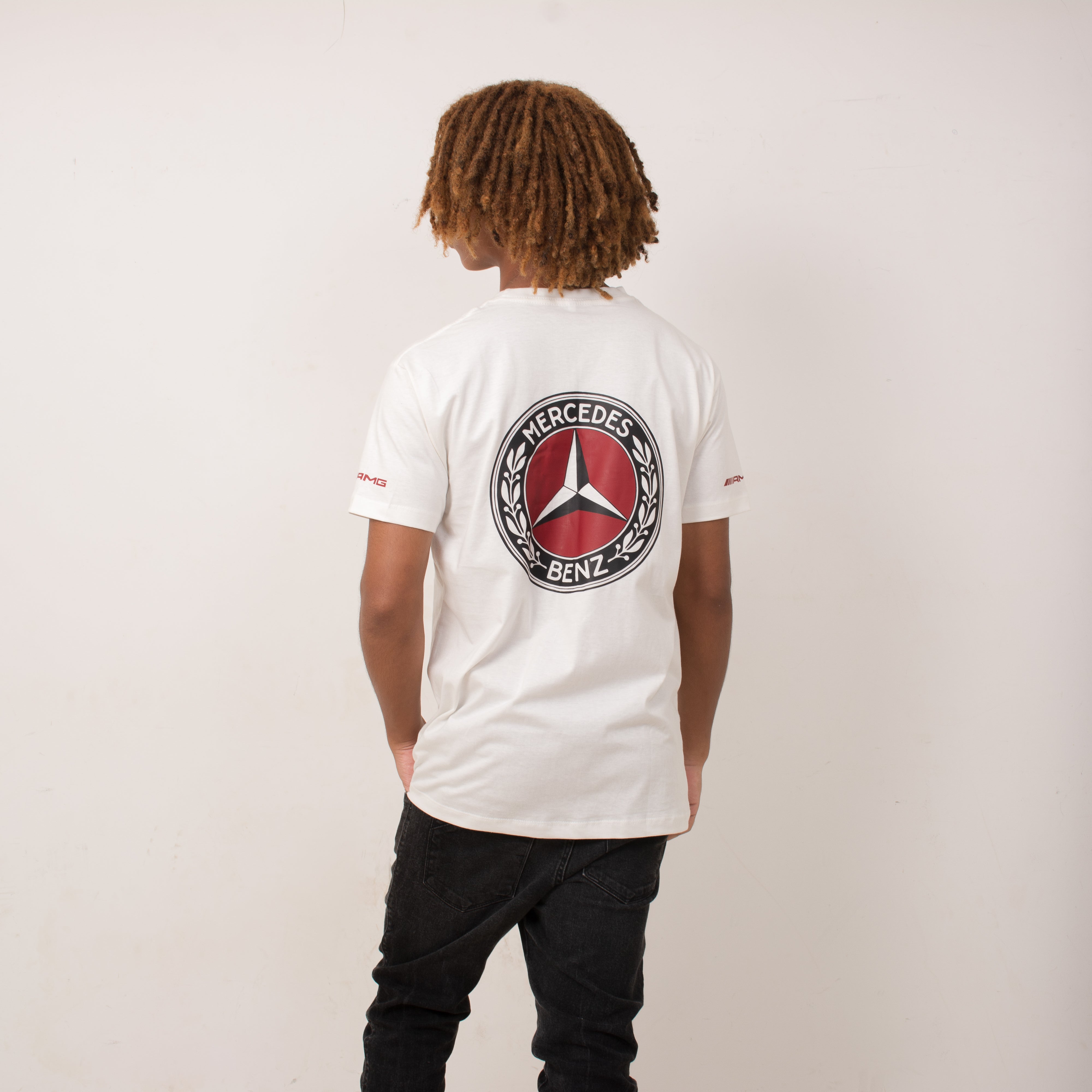 Mercedes Retro Logo Off White Cotton T-Shirt