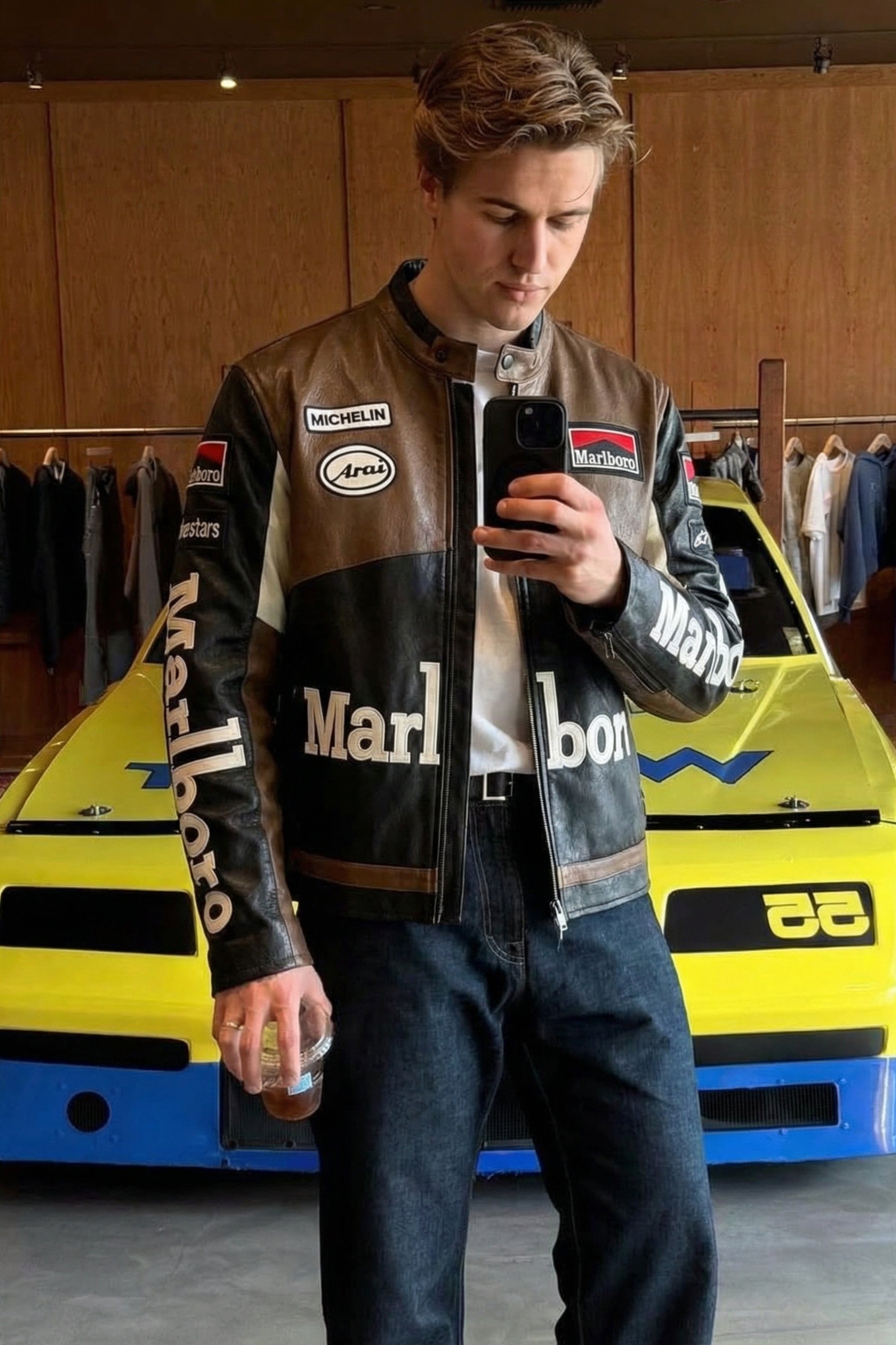 Marlboro Racing Leather Jacket - Brown Edition