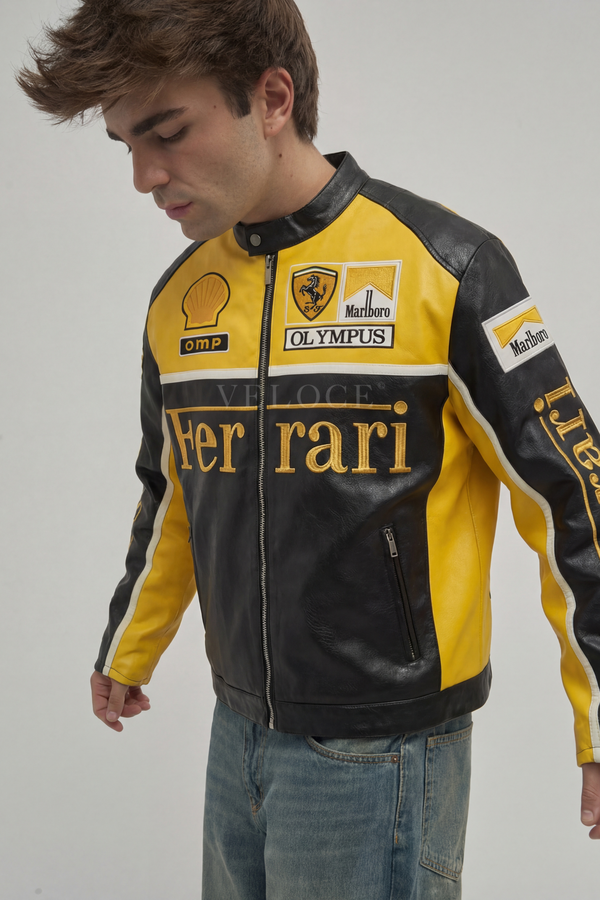Ferrari F1 Olympus Leather Jacket - Yellow Edition