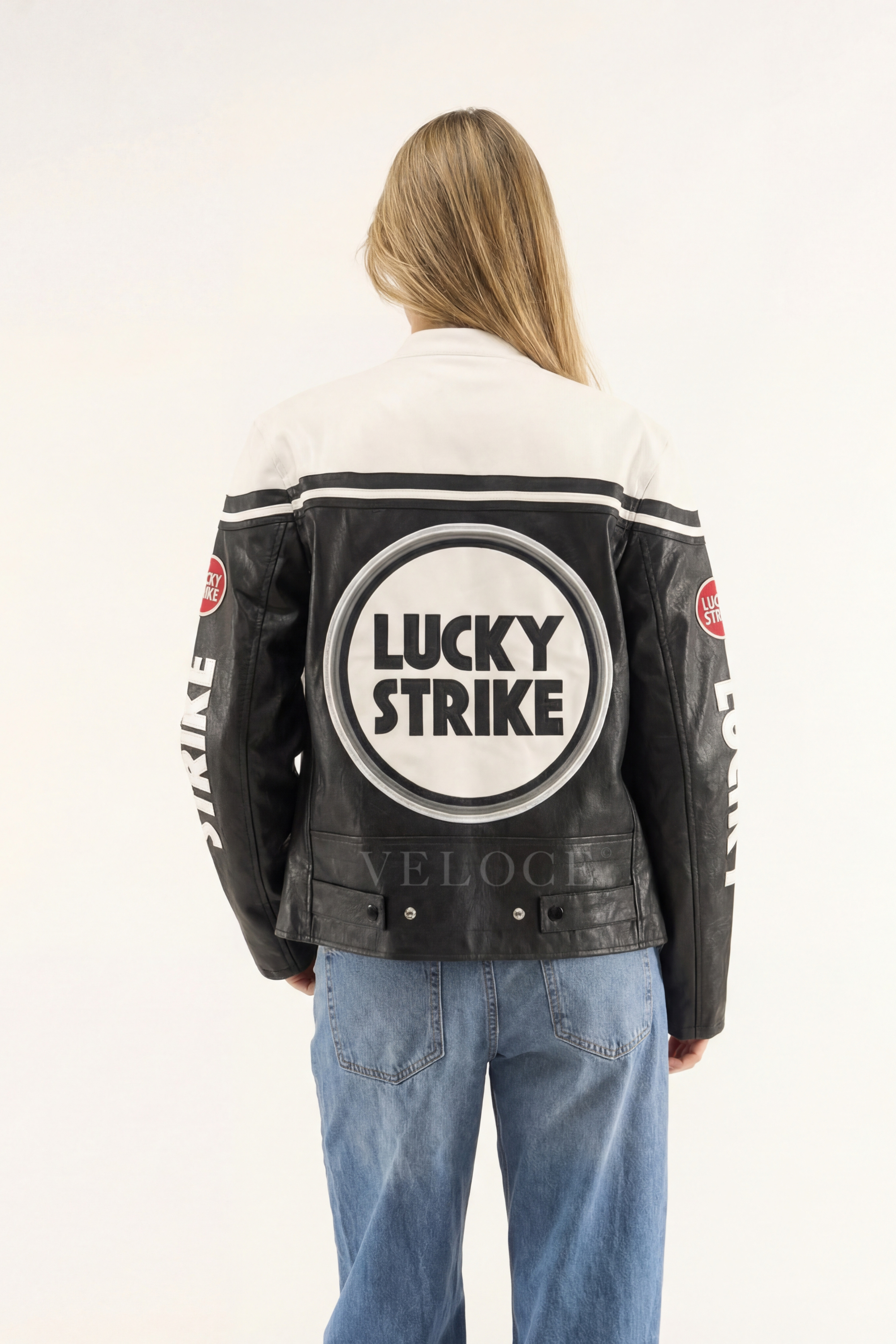 Lucky Strike Racing Leather Jacket - White Edition