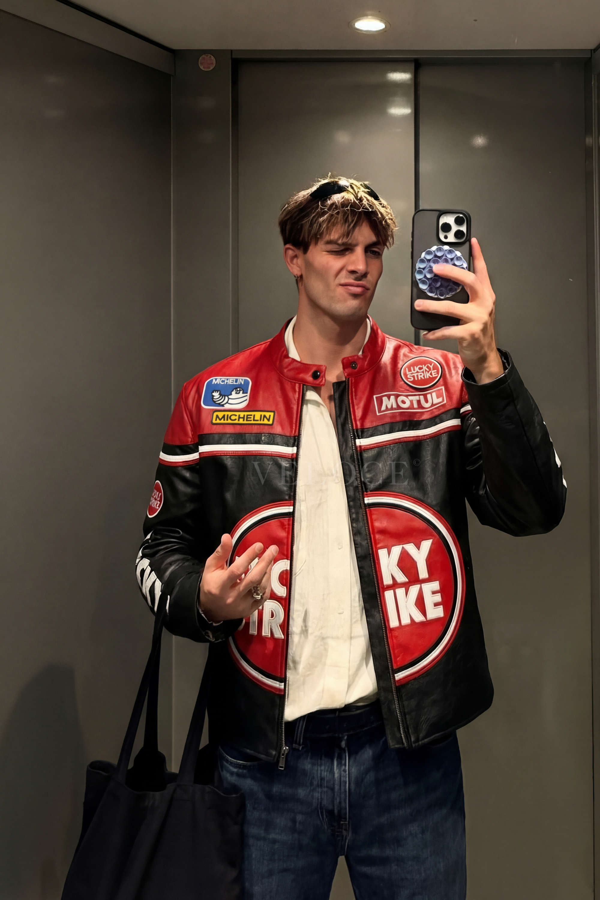 Lucky Strike Racing Leather Jacket - Red Edition
