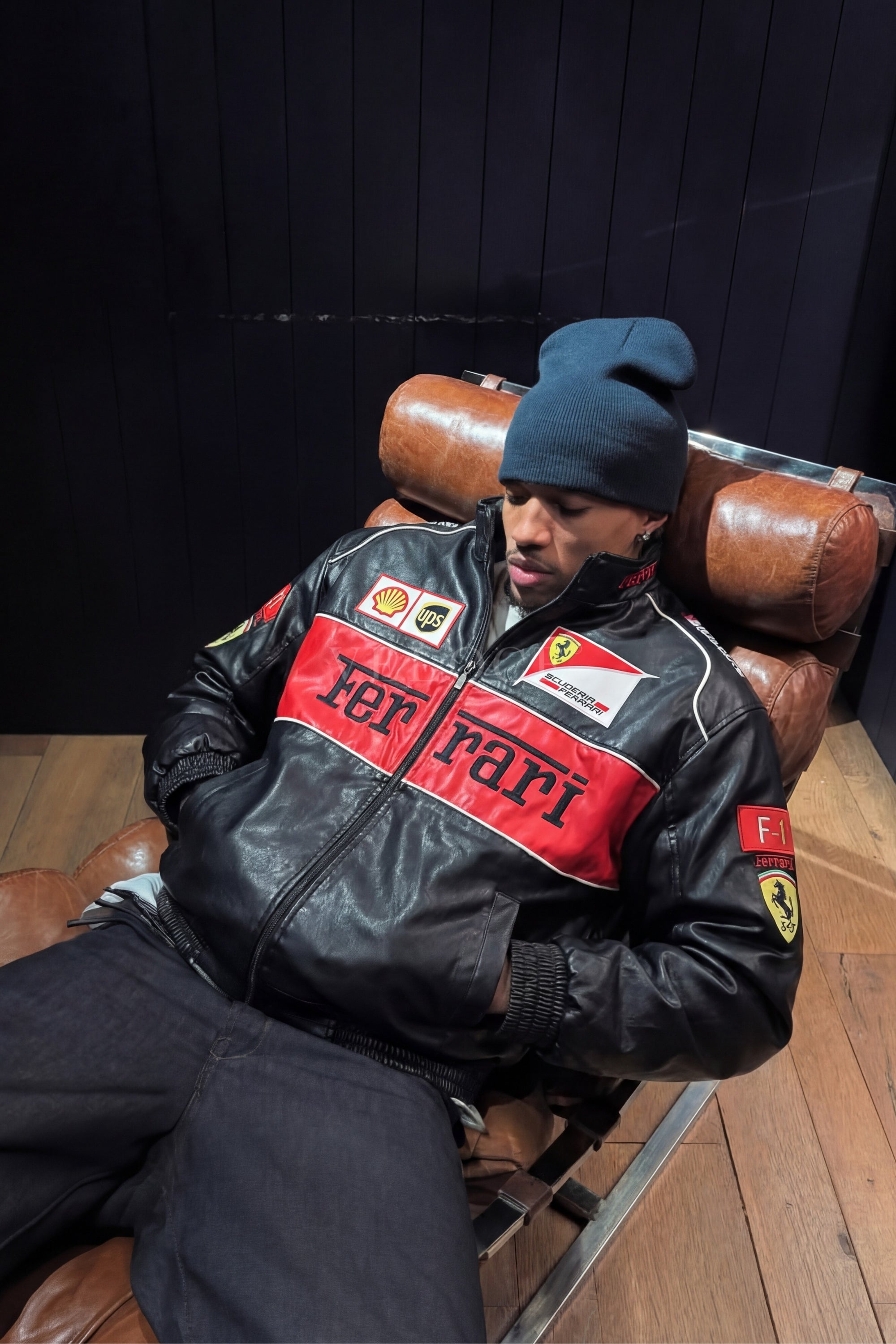 Ferrari F1 Vintage Leather Jacket - Red Edition