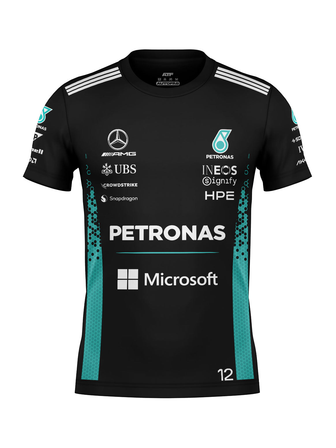 Kimi Antonelli Mercedes F1 2026 Black Cotton T-Shirt