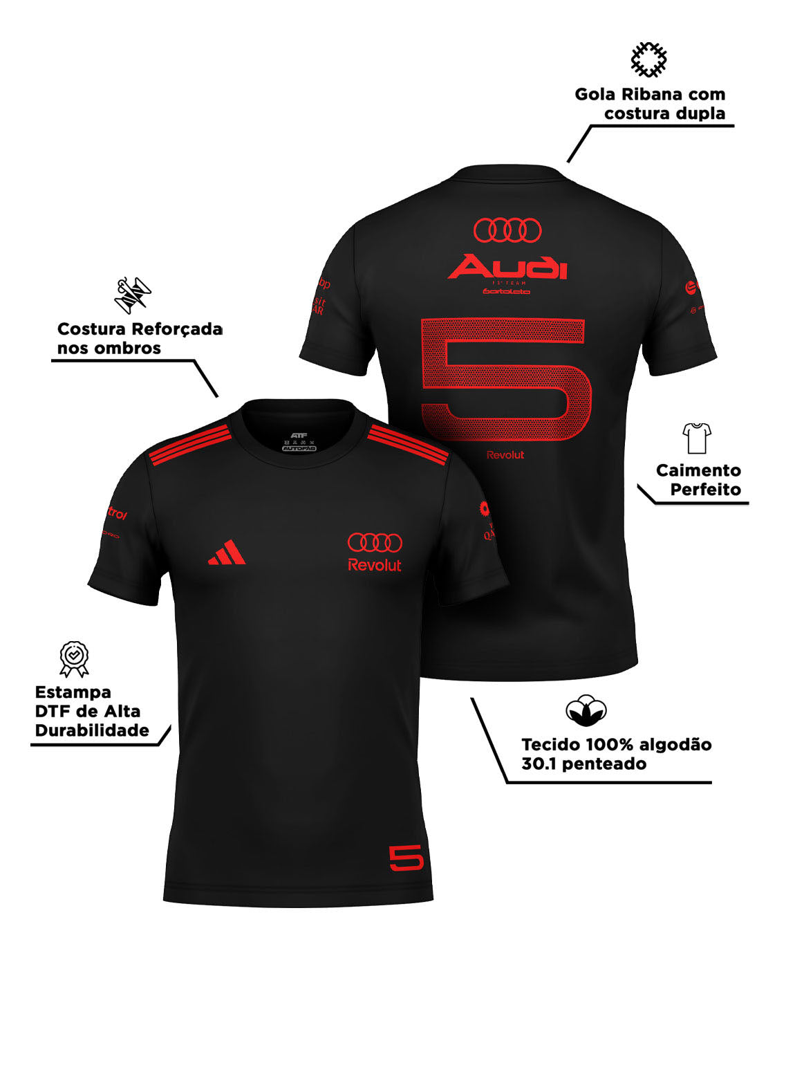 Bortoleto Audi Red & Black Edition Cotton T-Shirt