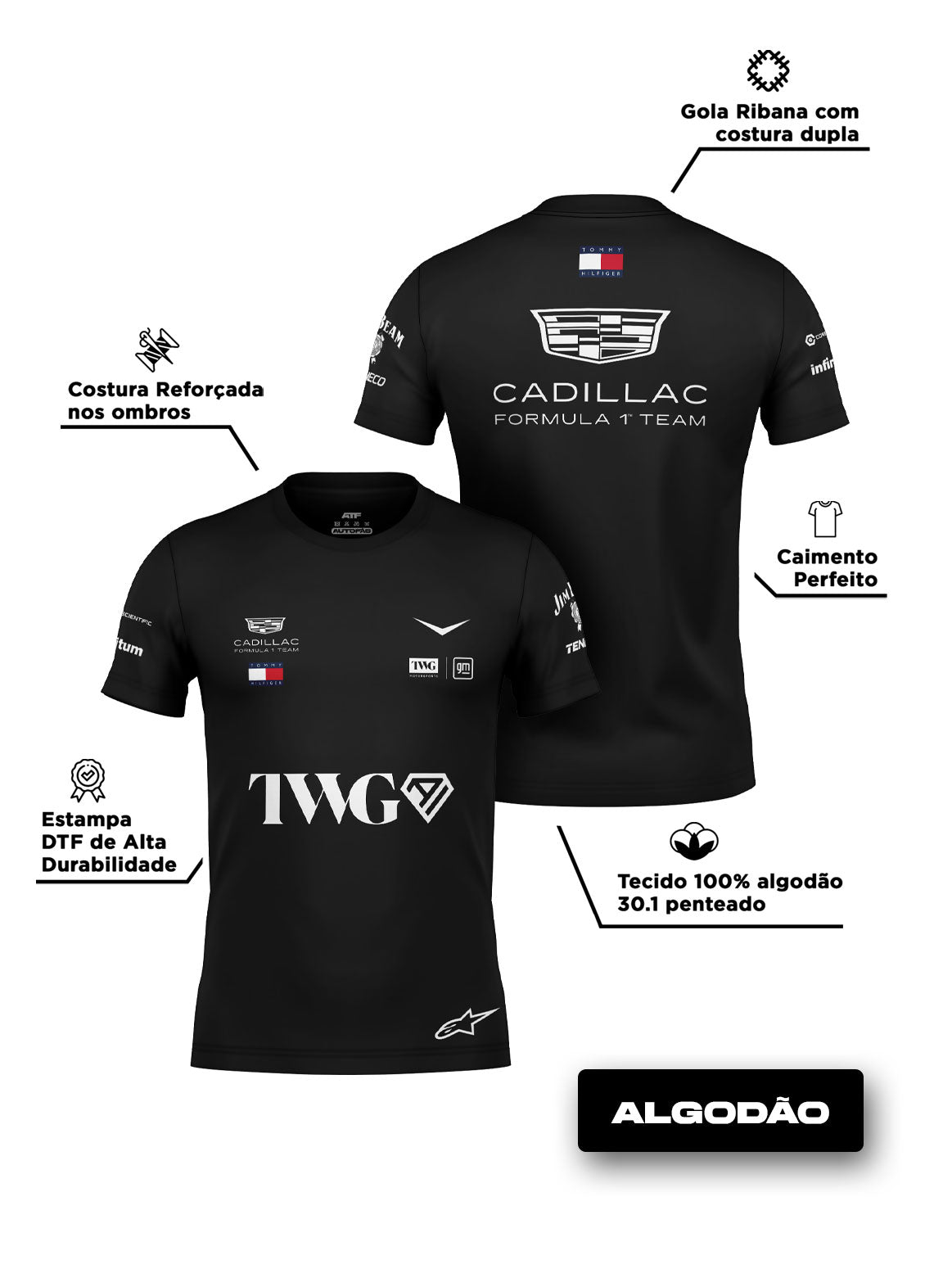 Cadillac F1 Team Black Cotton T-Shirt