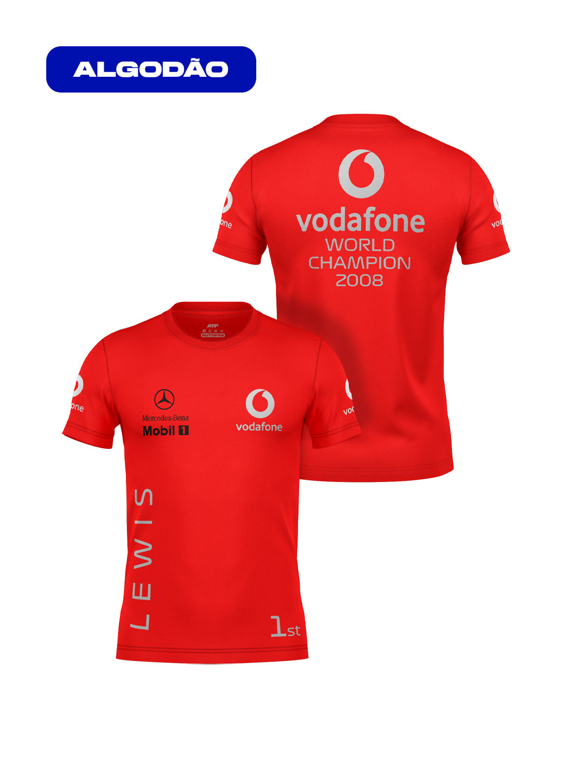 Lewis Hamilton Mclaren Vodafone 2008 WDC Cotton T-Shirt