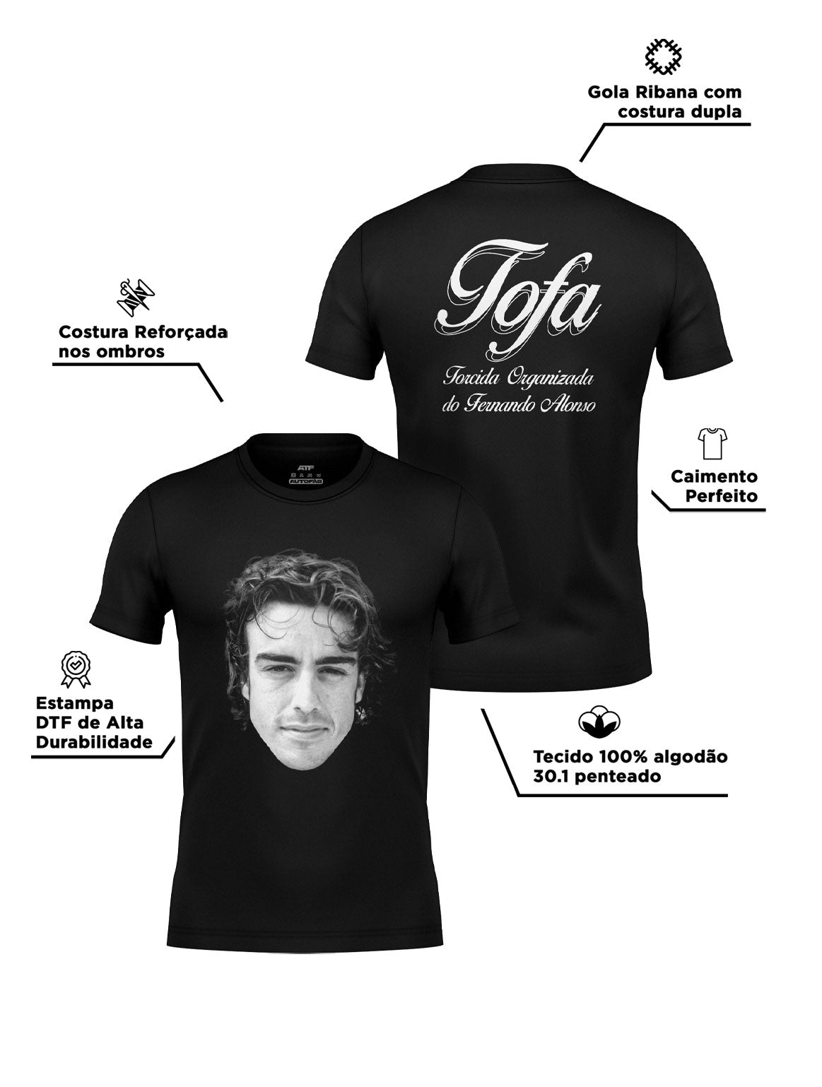 Tofa Organized Supporter T-Shirt of Fernando Alonso 100% Cotton