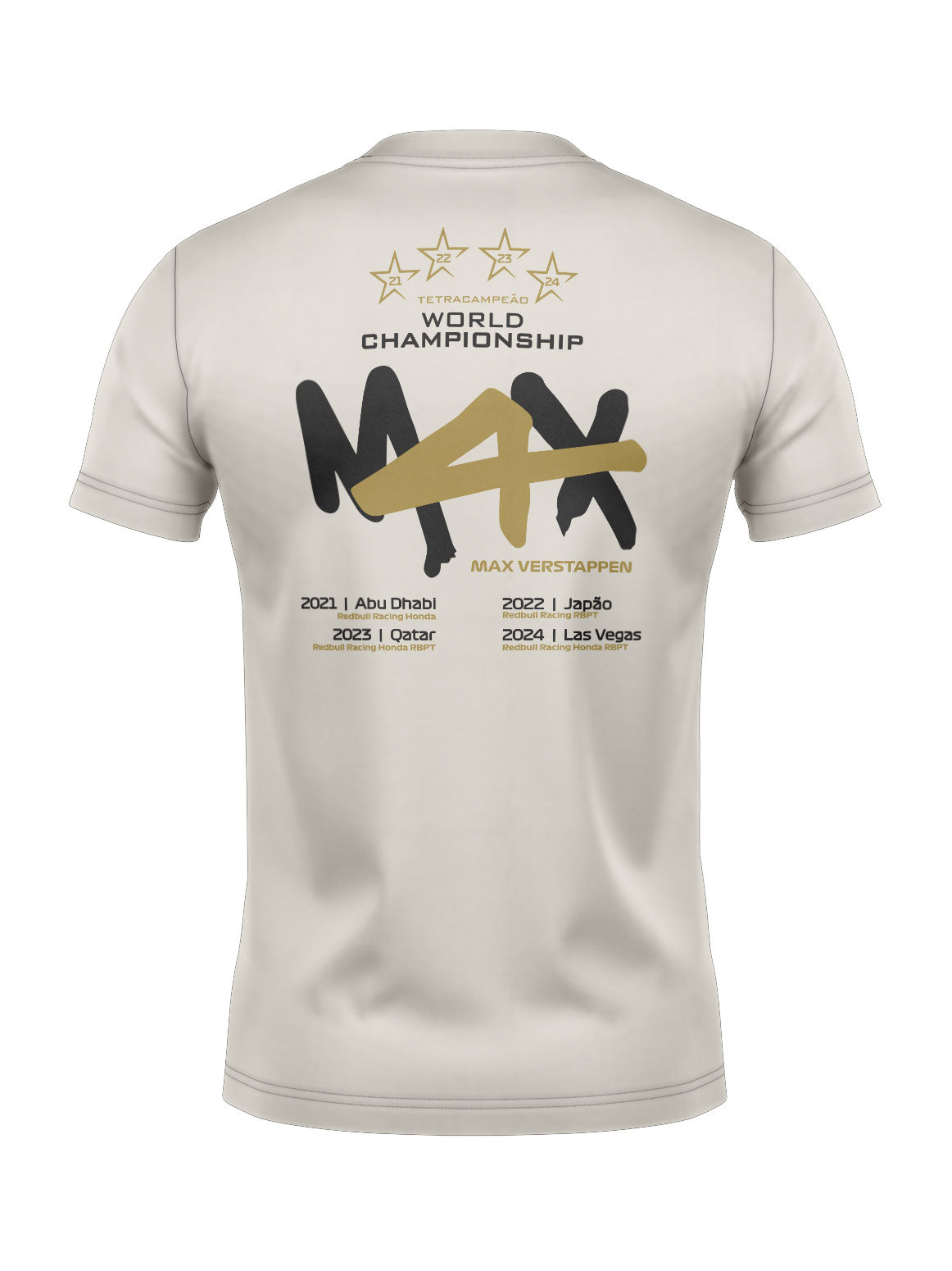 Max Verstappen World Champion 2024 Off White Cotton T-Shirt